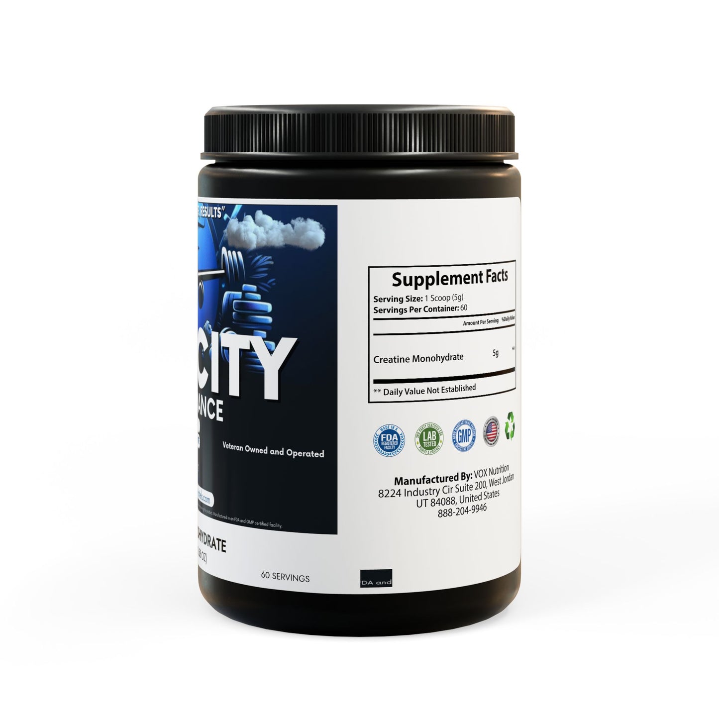 Velocity Performance Creatine Monohydrate Supplement (300g, 10.58oz) by Dumbbells & Hotels