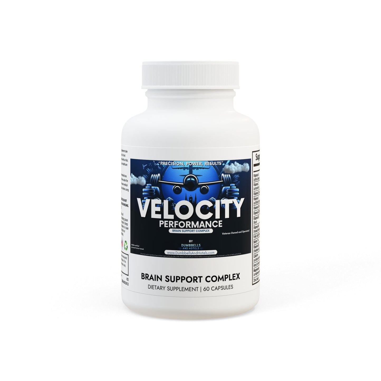 Velocity Performance Brain Support Complex Supplement (60 Capsules) by Dumbbells & Hotels