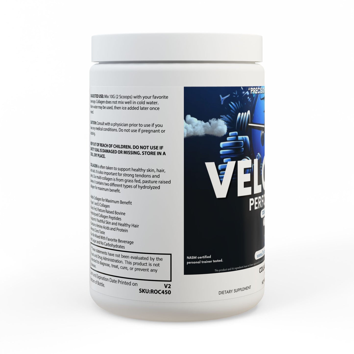 Velocity Performance Collagen Peptides Type I & III Supplement (350g, 12.3oz) by Dumbbells & Hotels