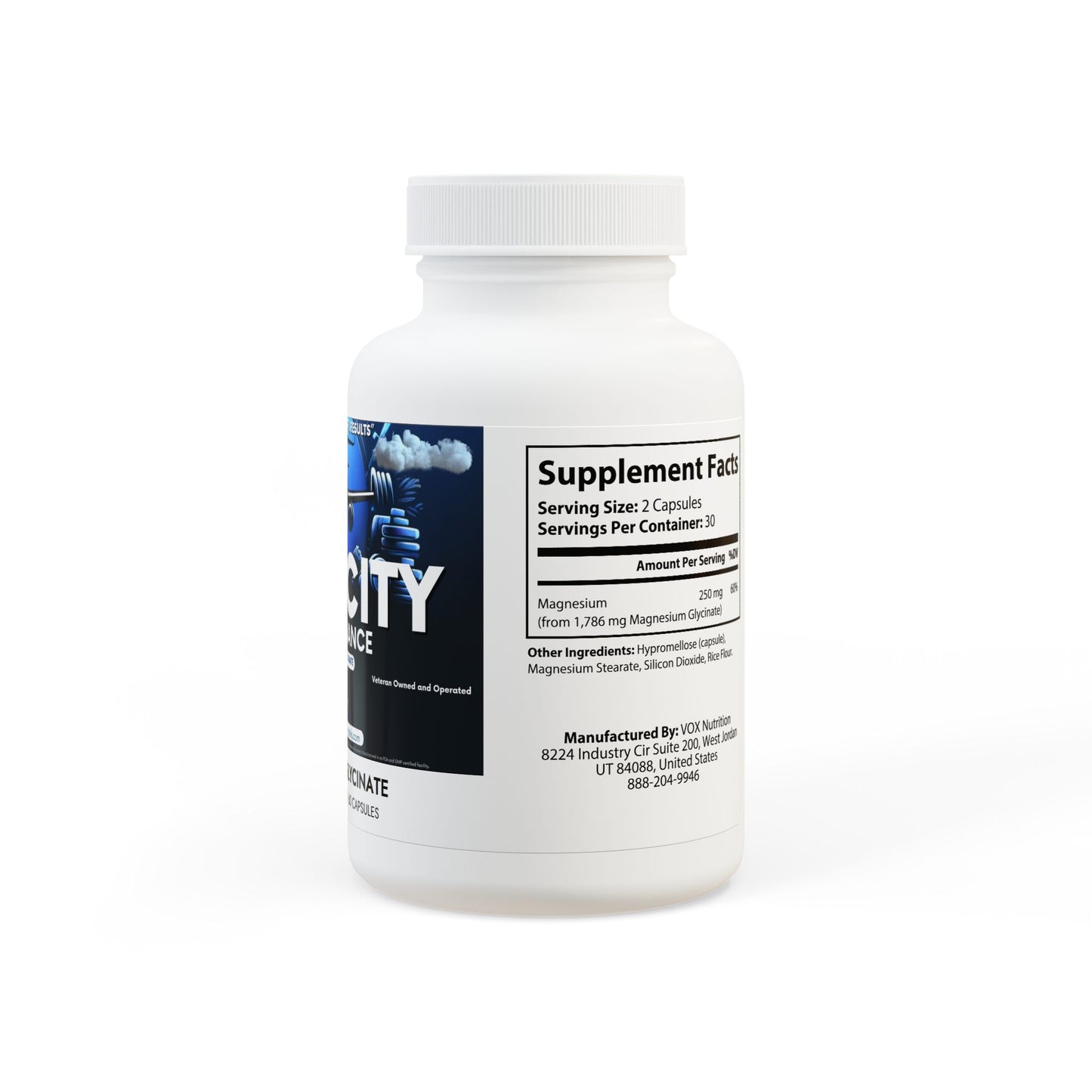 Velocity Performance Magnesium Glycinate Supplement (60 Capsules) by Dumbbells & Hotels