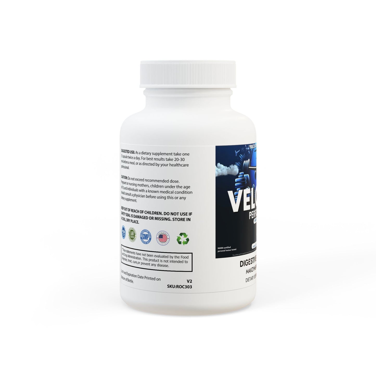 Velocity Performance Digestive Enzyme Blend Supplement (60 Capsules) by Dumbbells & Hotels