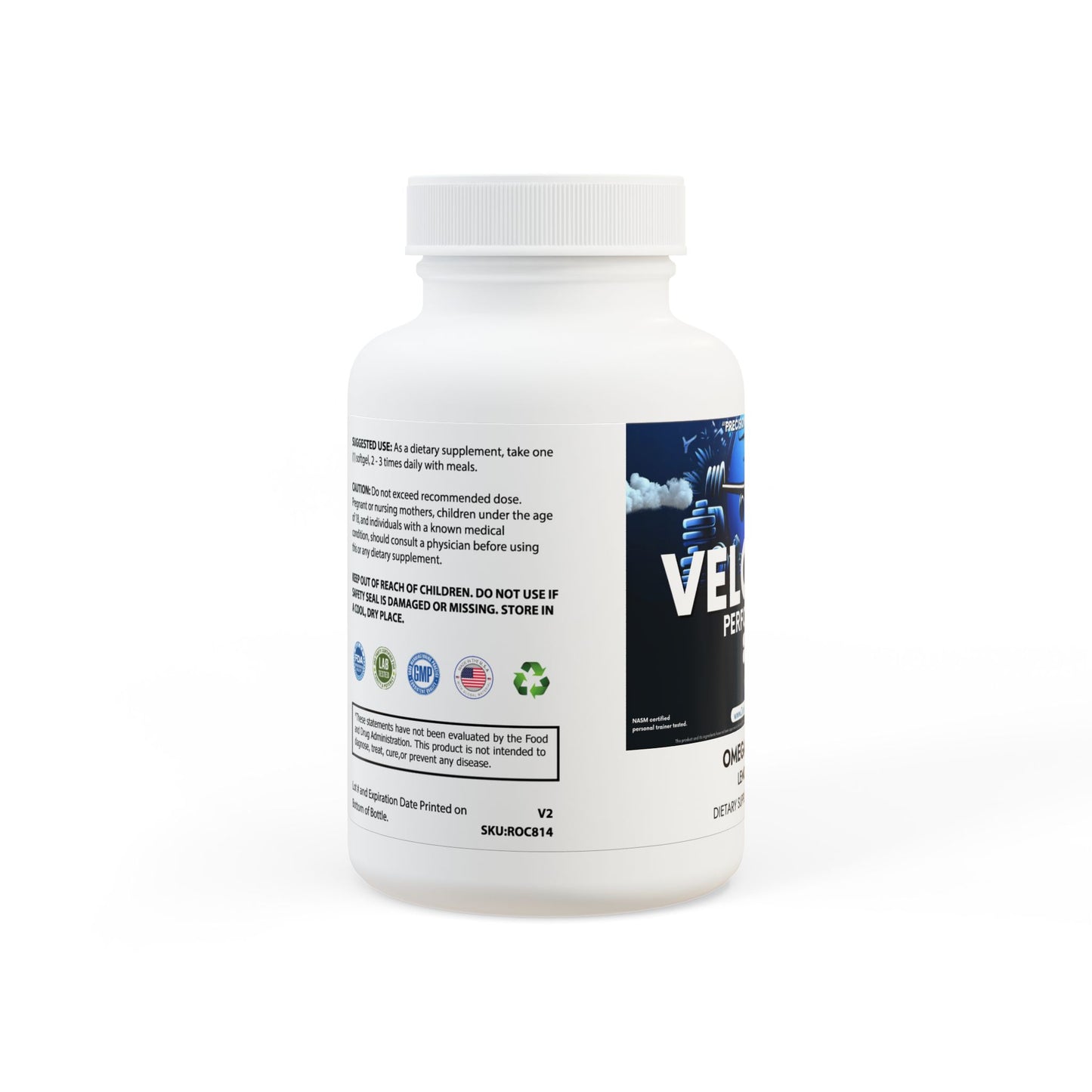 Velocity Performance Omega 3 Fish Oil Supplement (60 Softgels) by Dumbbells & Hotels