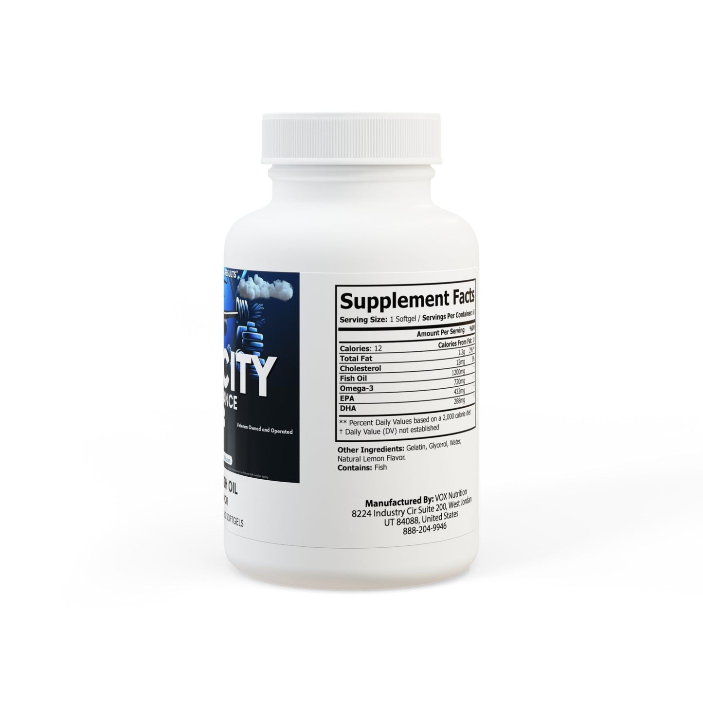 Velocity Performance Omega 3 Fish Oil Supplement (60 Softgels) by Dumbbells & Hotels