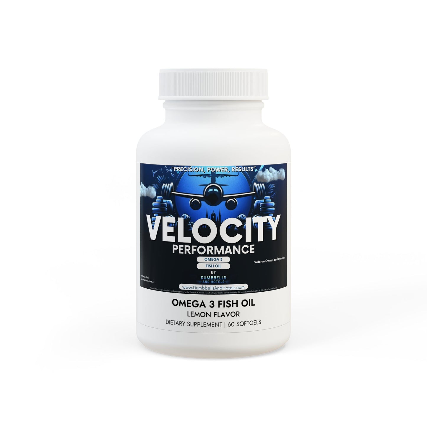 Velocity Performance Omega 3 Fish Oil Supplement (60 Softgels) by Dumbbells & Hotels