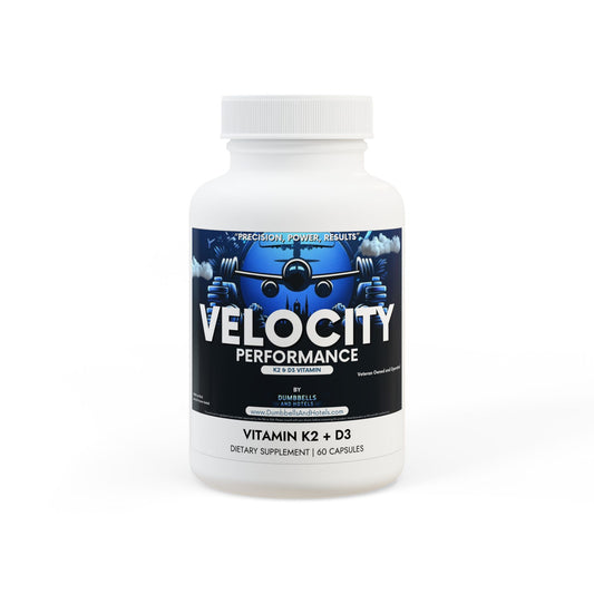 Velocity Performance Vitamin K2 + D3 Supplement (60 Capsules) by Dumbbells & Hotels