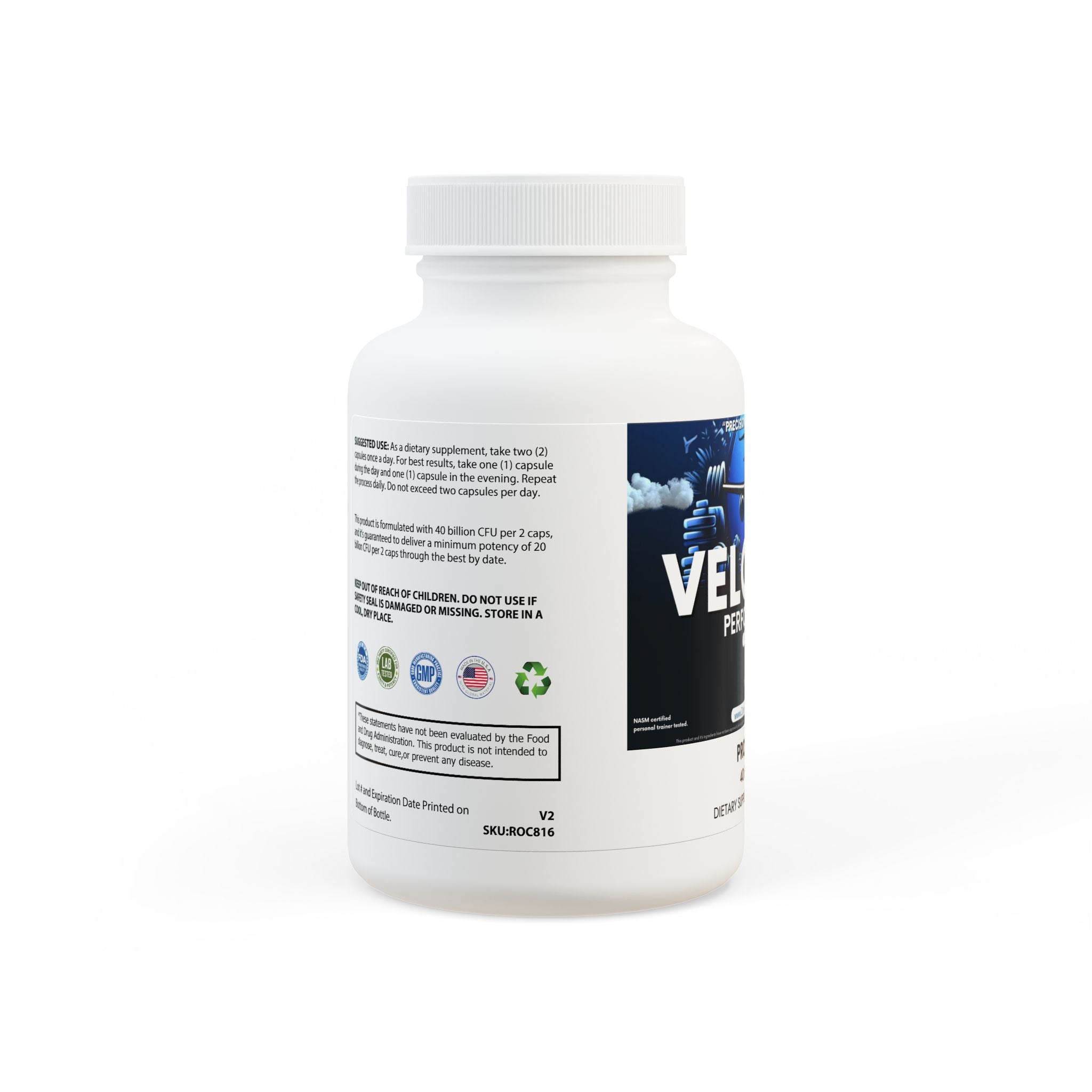 Velocity Performance Probiotics Supplement (60 Capsules) by Dumbbells & Hotels