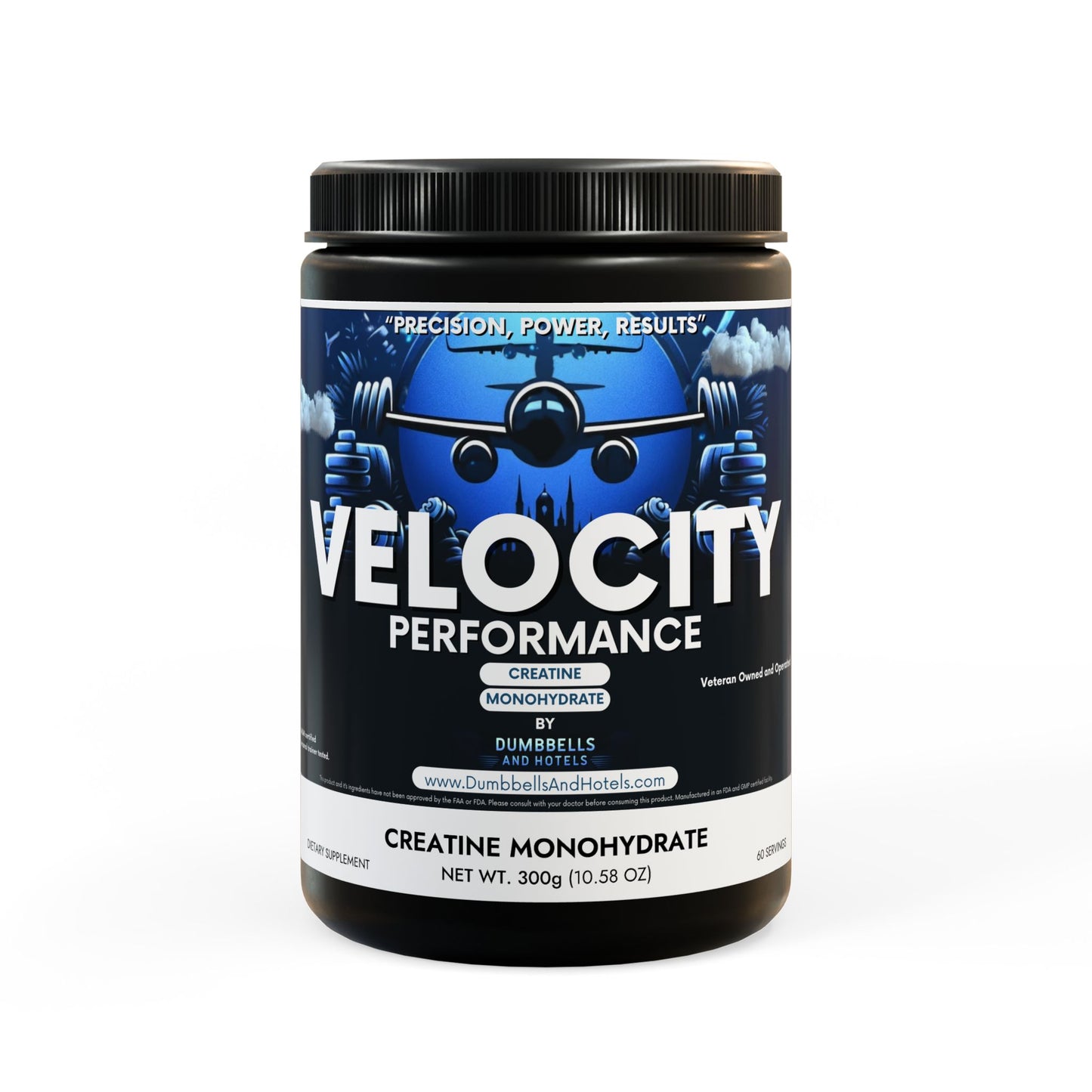 Velocity Performance Creatine Monohydrate Supplement (300g, 10.58oz) by Dumbbells & Hotels