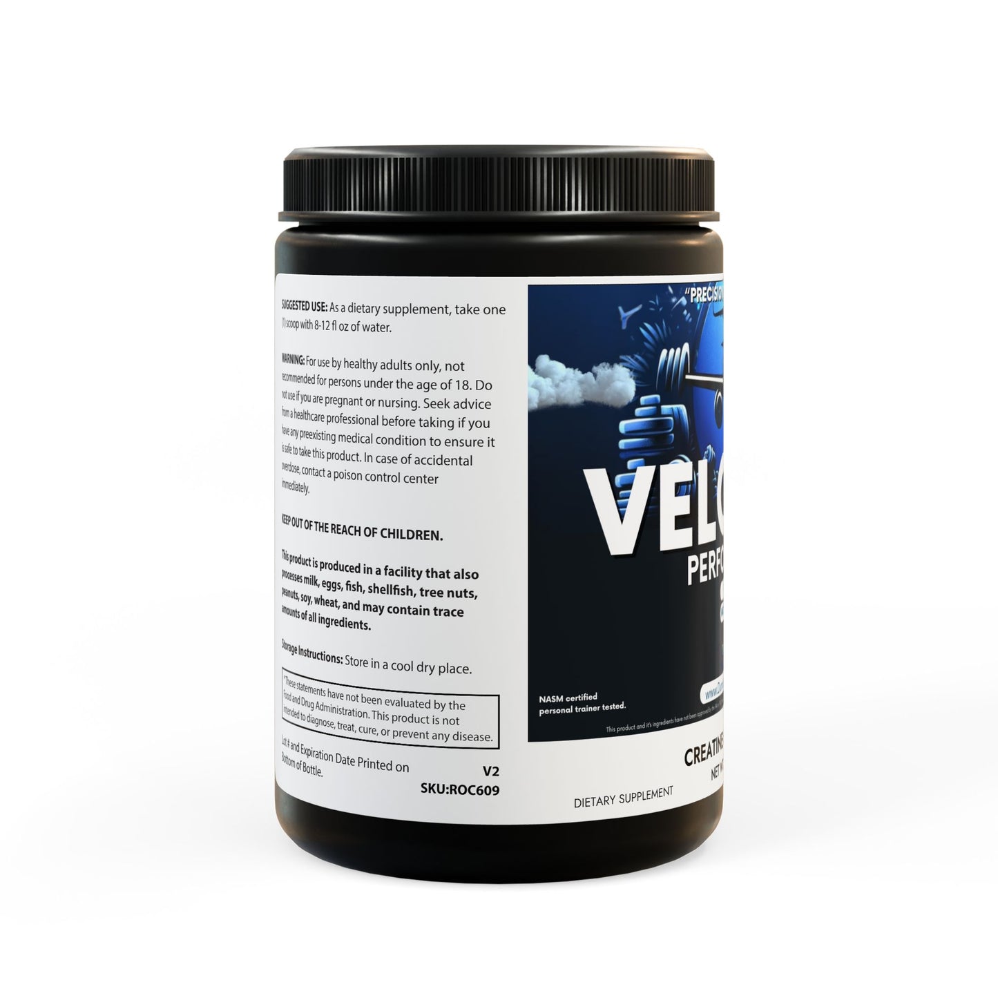 Velocity Performance Creatine Monohydrate Supplement (300g, 10.58oz) by Dumbbells & Hotels