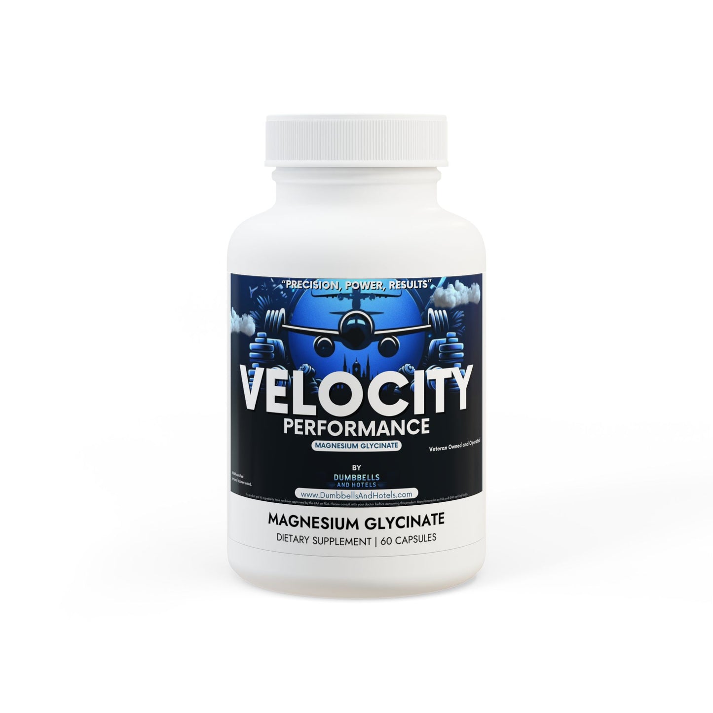 Velocity Performance Magnesium Glycinate Supplement (60 Capsules) by Dumbbells & Hotels