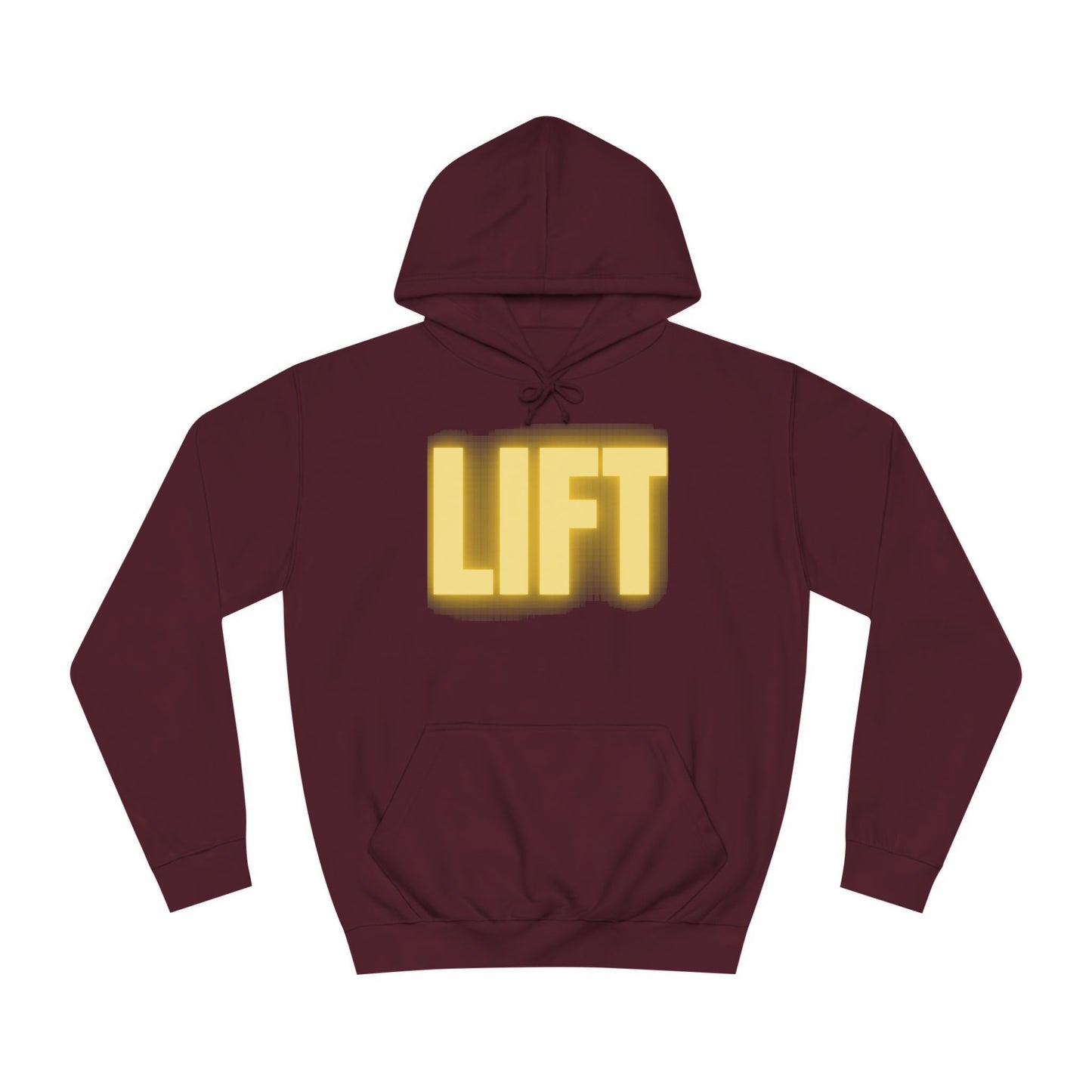 "Lift" Unisex Hoodie Yellow Text Glow by Dumbbells and Hotels