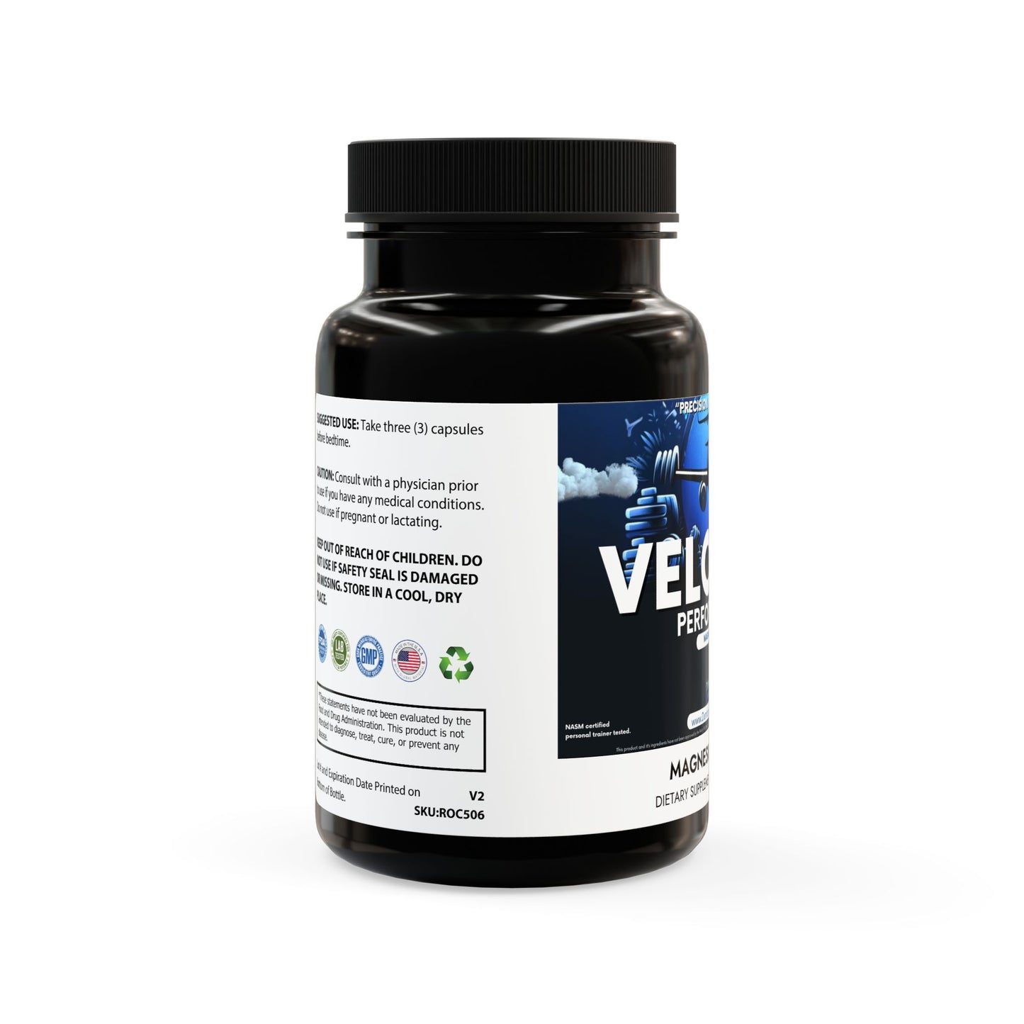 Velocity Performance Magnesium Zinc Supplement (90 Capsules) by Dumbbells & Hotels