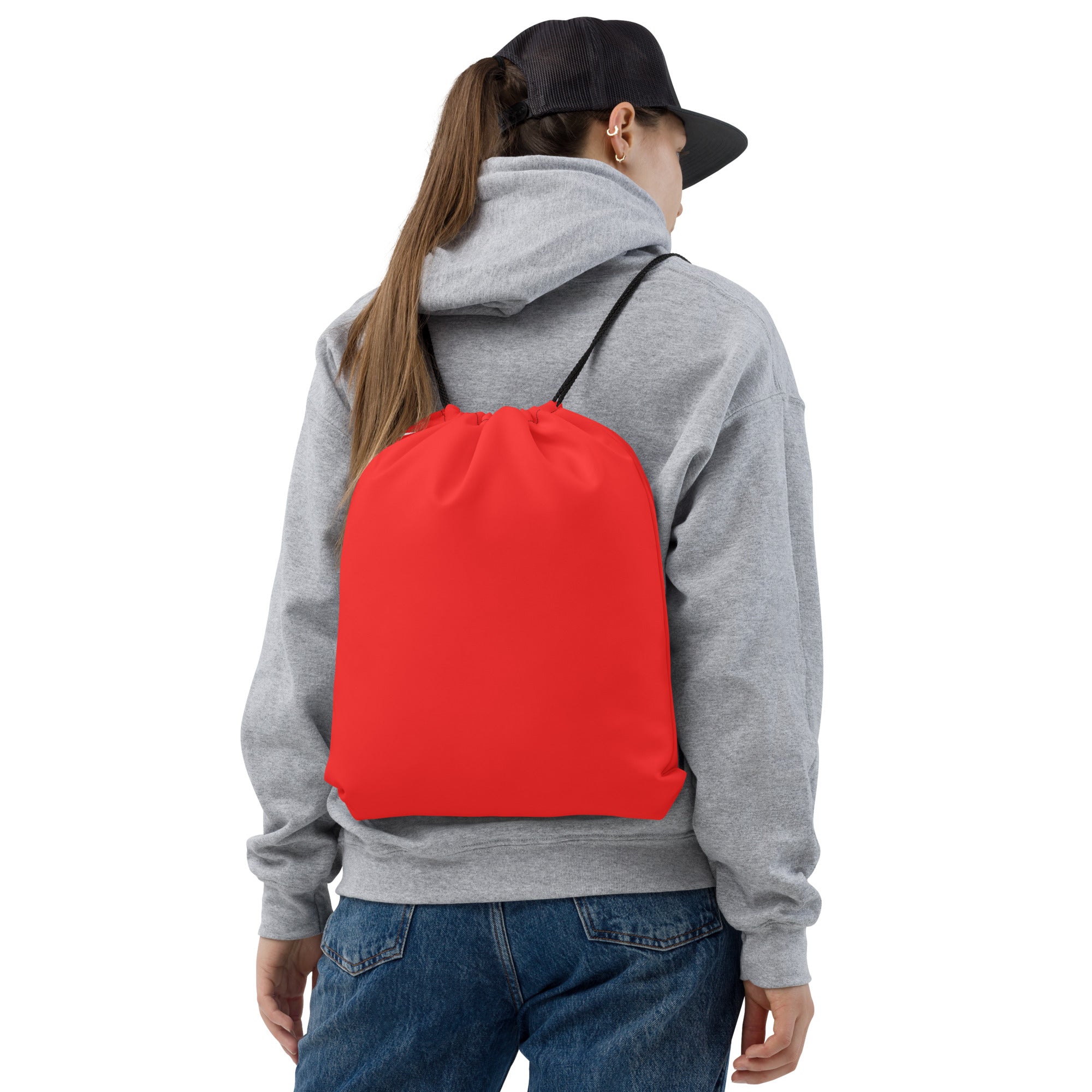 Red Drawstring bag by Dumbbells and Hotels