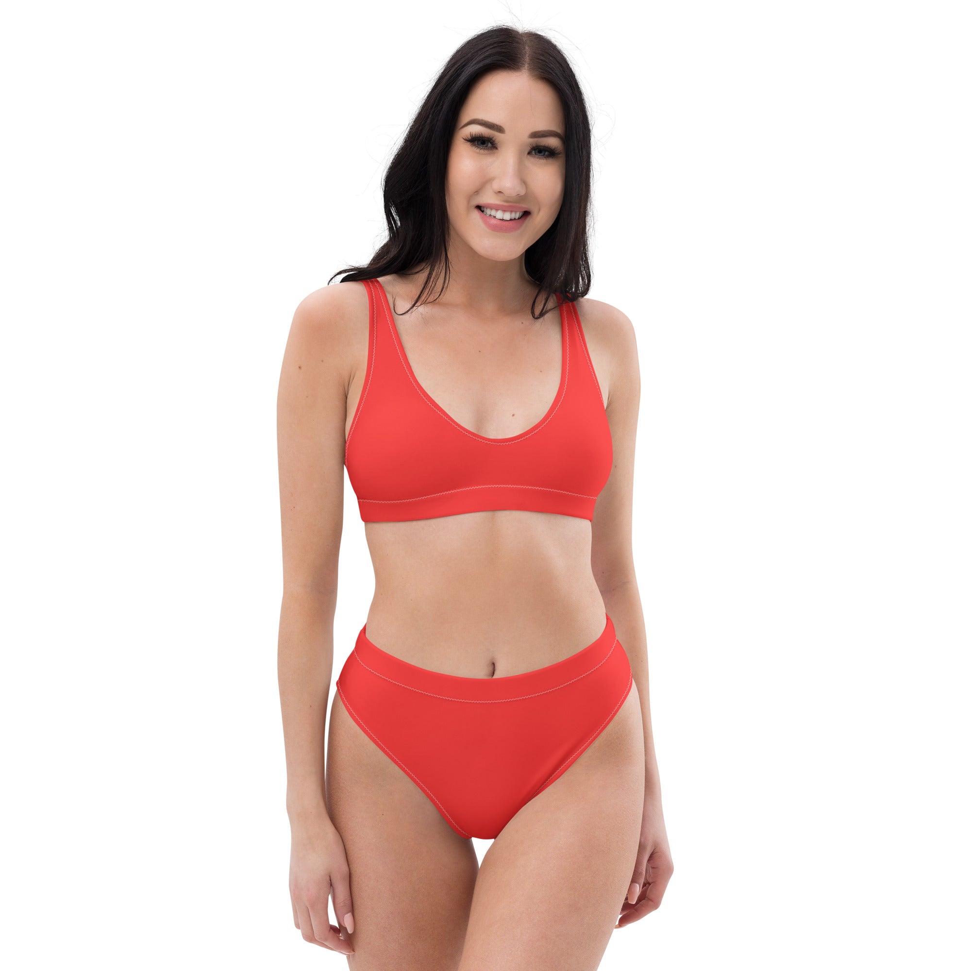 Red high-waisted bikini by Dumbbells and Hotels