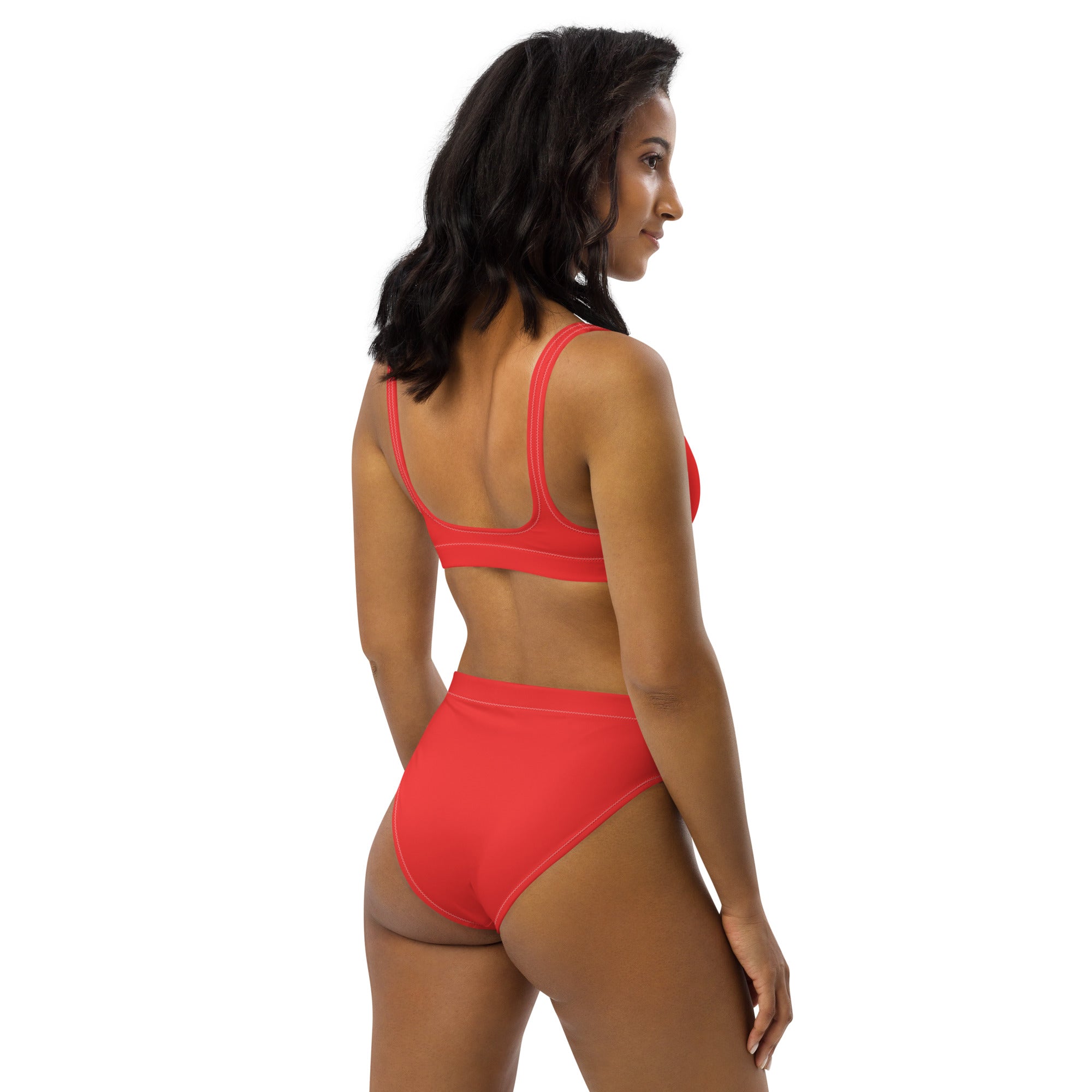 Red high-waisted bikini by Dumbbells and Hotels