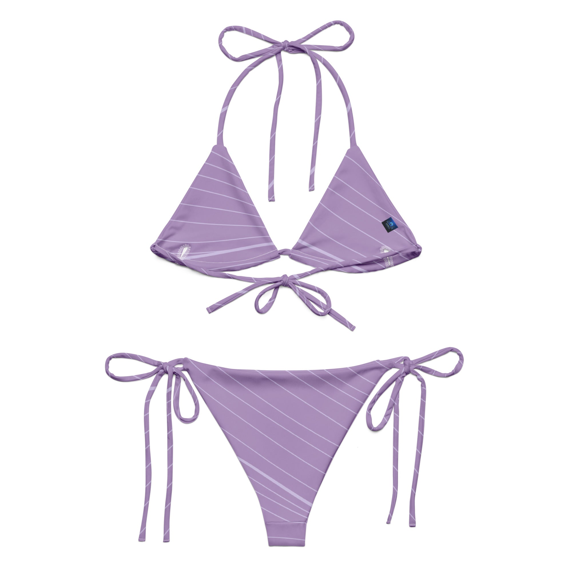 Light Purple with White Pin Stripes String Bikini by Dumbbells and Hotels