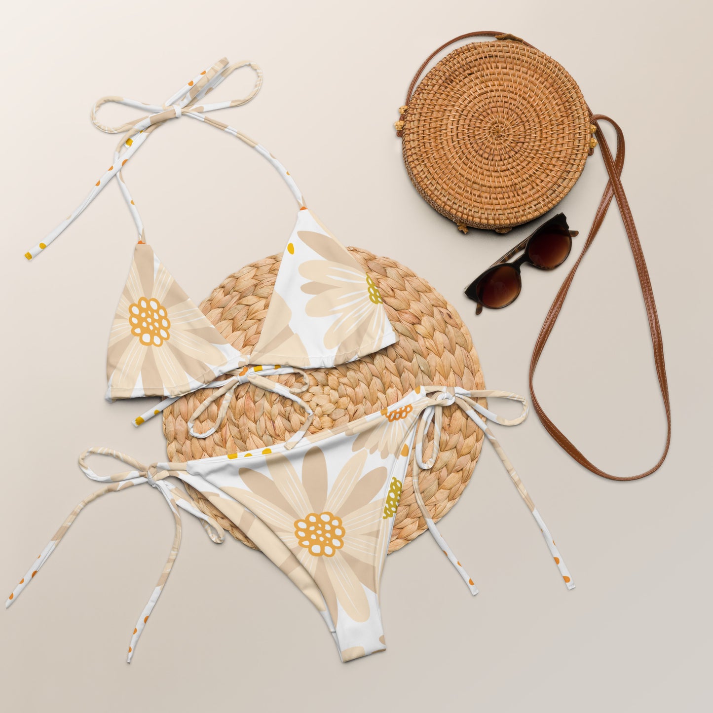 Yellow Splash Pattern String Bikini by Dumbbells and Hotels