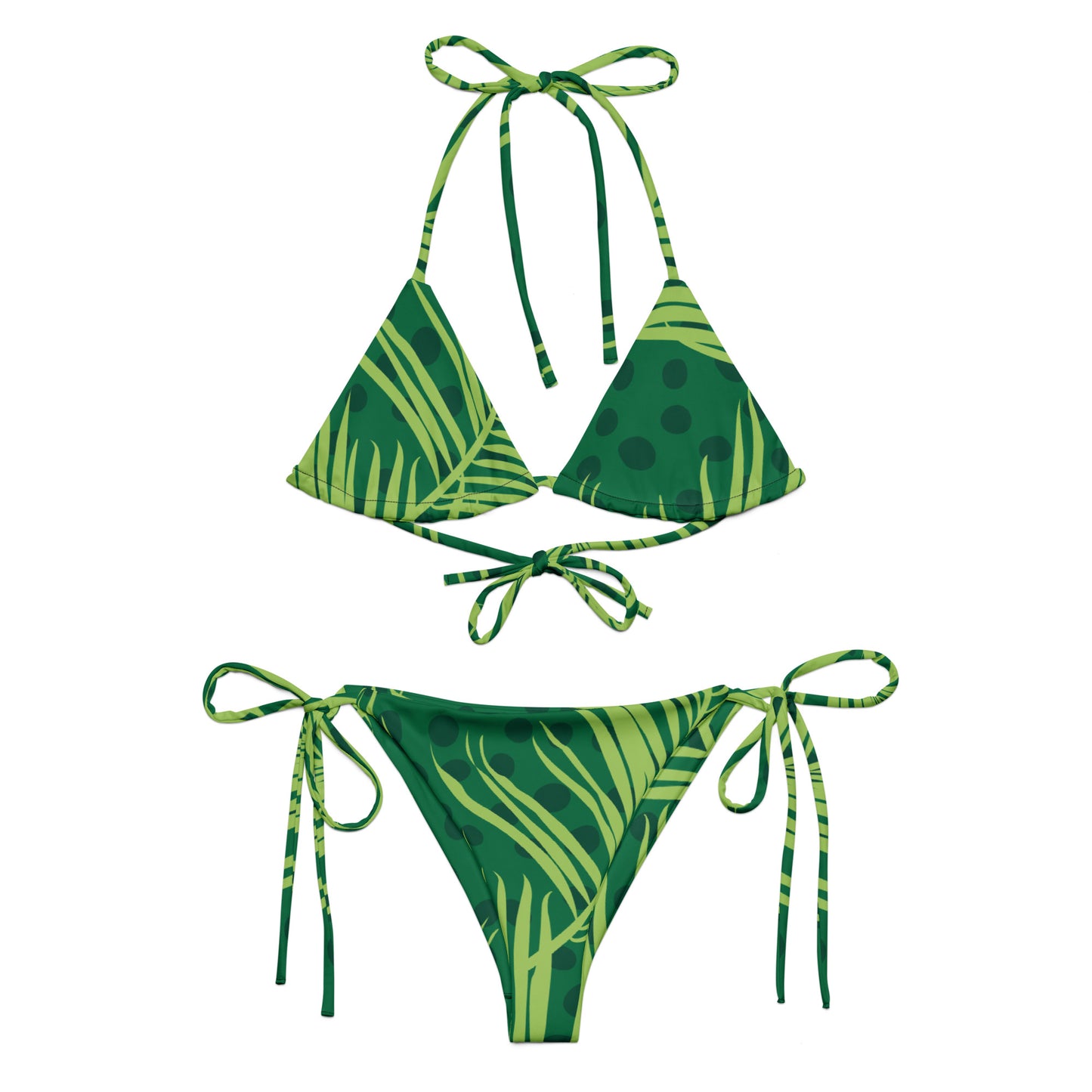 Dark & Light Green Splash Pattern String Bikini by Dumbbells and Hotels