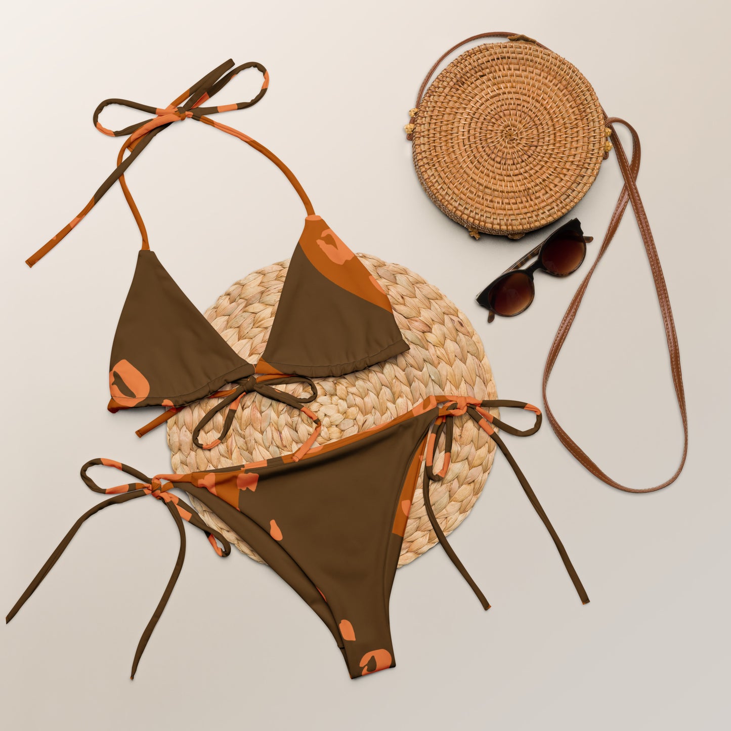 Copper Splash Pattern String Bikini by Dumbbells and Hotels