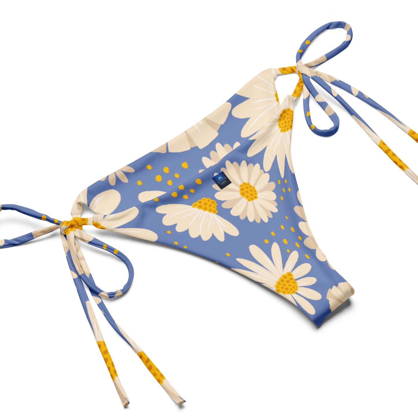 Blue with Daisies Pattern String Bikini by Dumbbells and Hotels