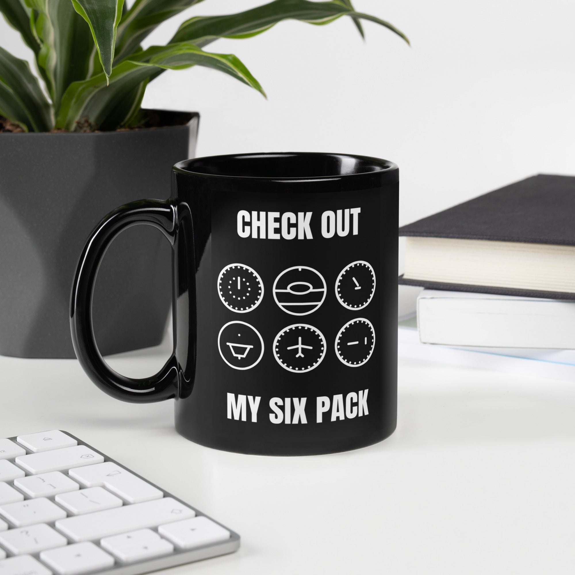 Pilot Check out my Six Pack Black Glossy Coffee Mug by Dumbbells and Hotels