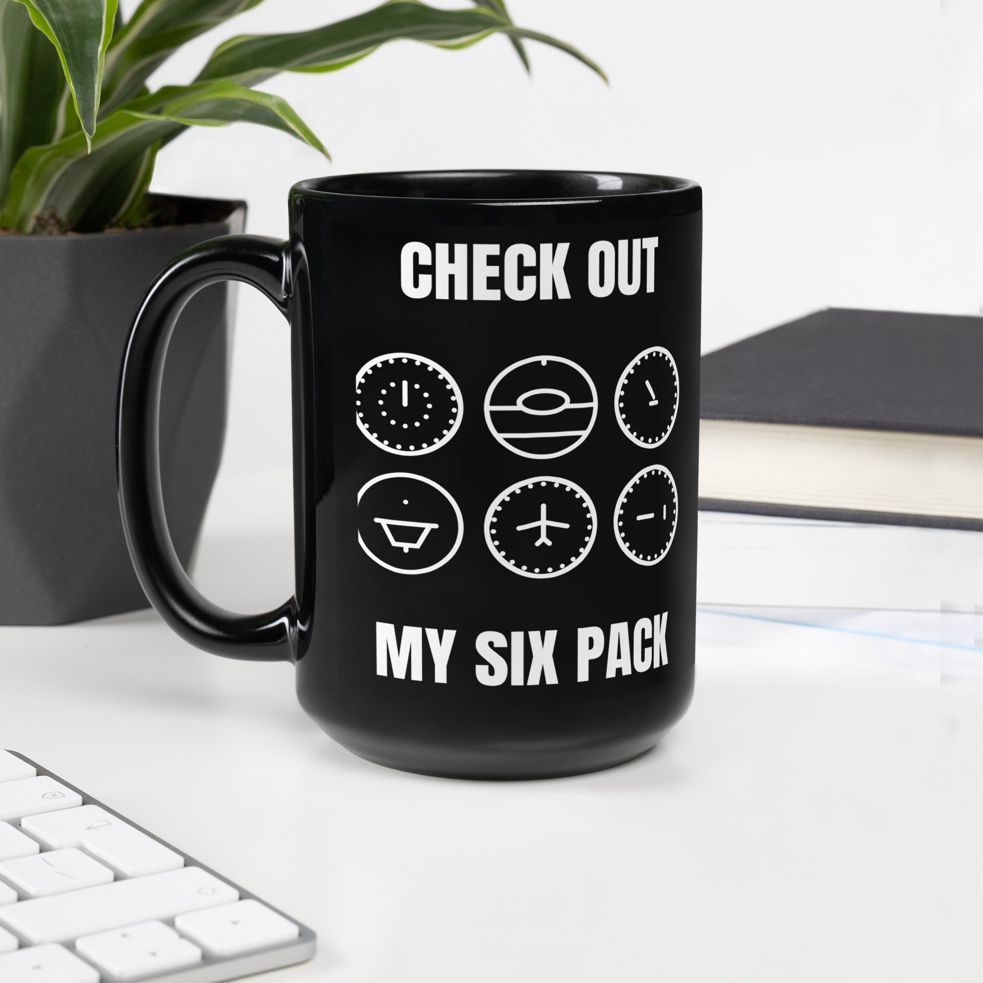 Pilot Check out my Six Pack Black Glossy Coffee Mug by Dumbbells and Hotels