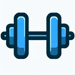 Blue dumbbell icon representing a portable workout plan using dumbbells for traveling professionals.