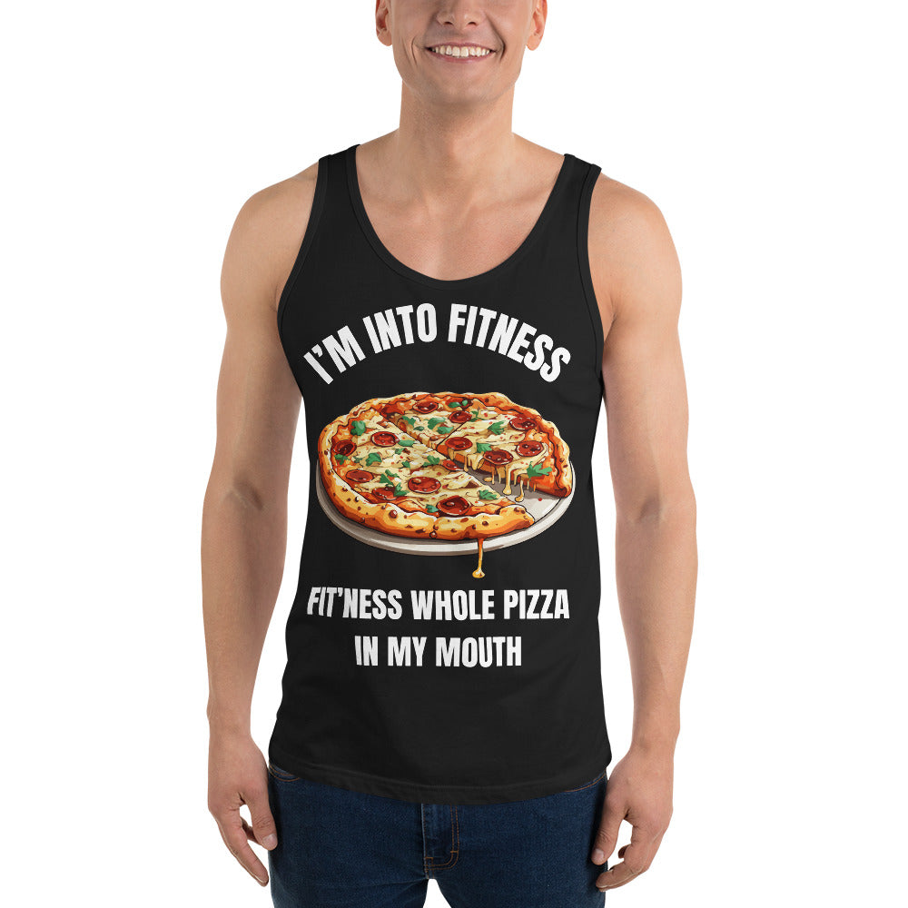 "I'm Into Fitness. Fit'ness Whole Pizza in My Mouth" Men's Tank Top by Dumbbells and Hotels