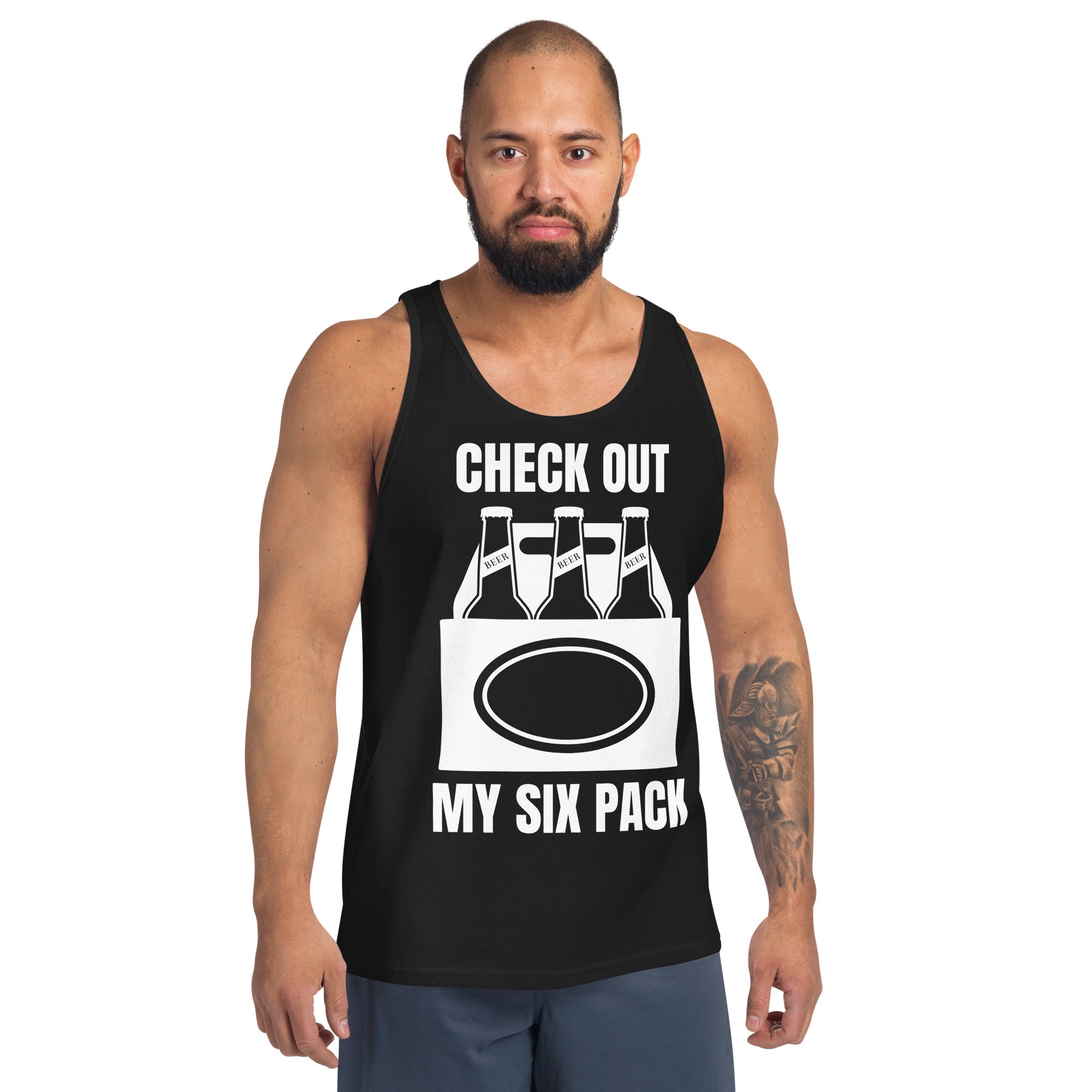 "Check Out my Six Pack" Beer Men's Tank Top by Dumbbells and Hotels