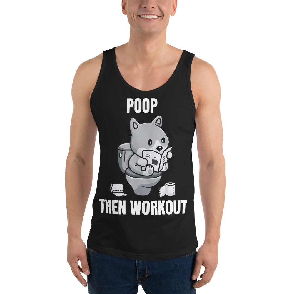 "Poop. Then Workout" Men's Tank Top by Dumbbells and Hotels