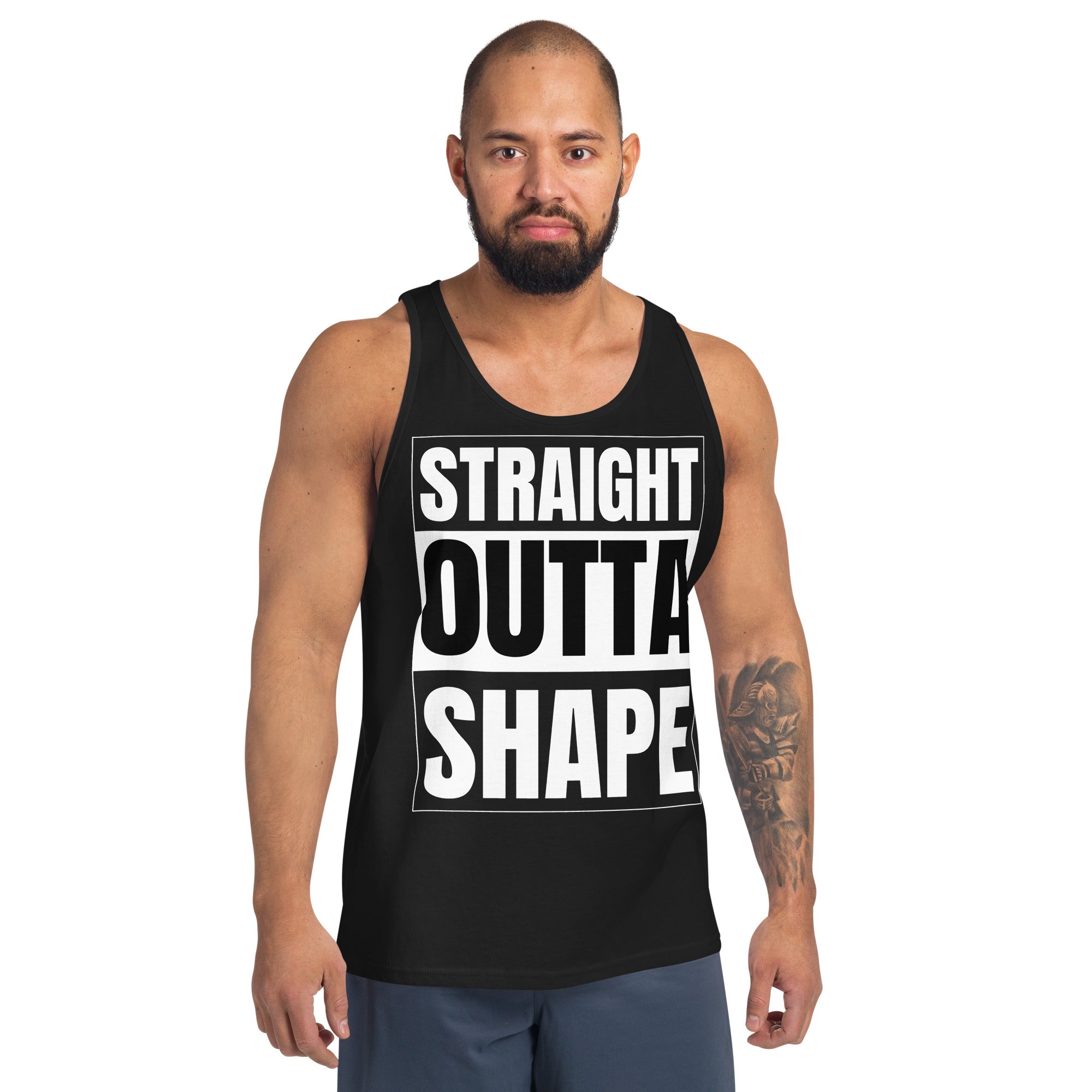 "Straight Outta Shape" Men's Tank Top by Dumbbells and Hotels