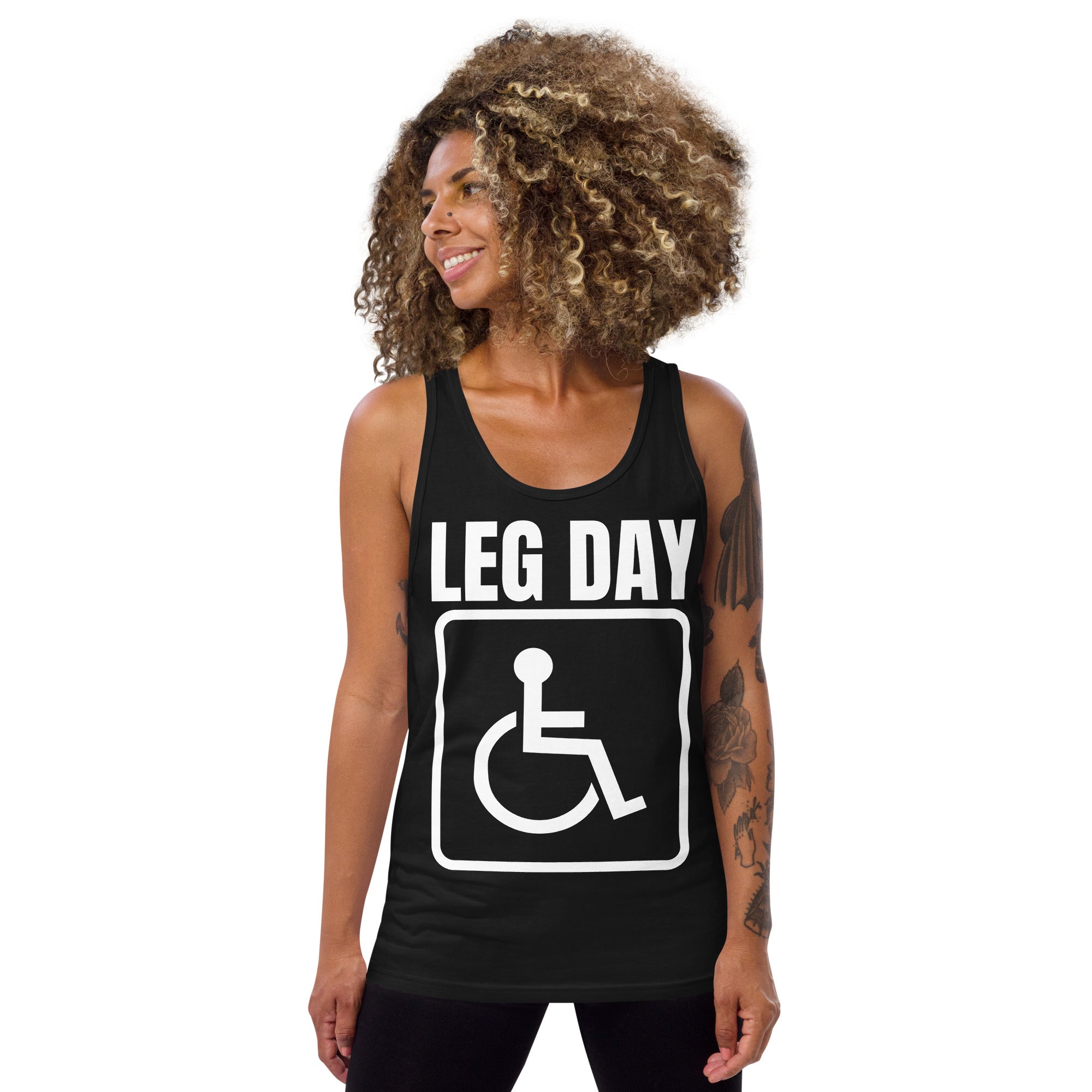 "Leg Day" Men's Tank Top Handicap Square by Dumbbells and Hotels