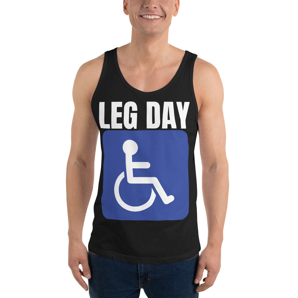 "Leg Day" Men's Tank Top Handicap Blue by Dumbbells and Hotels