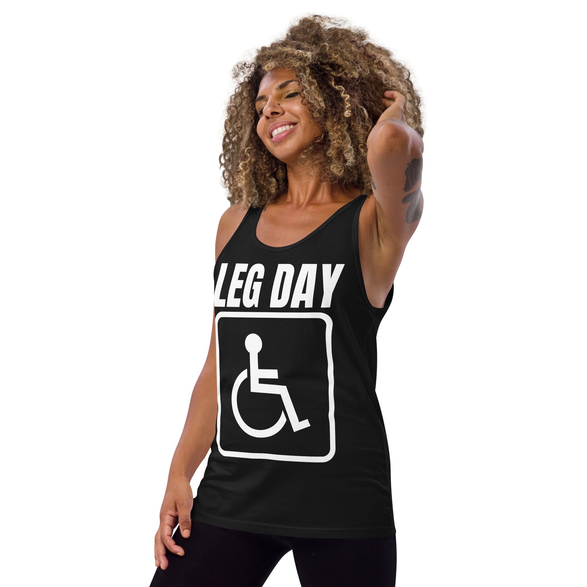 "Leg Day" Men's Tank Top Handicap Square by Dumbbells and Hotels