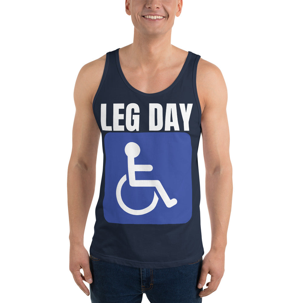 "Leg Day" Men's Tank Top Handicap Blue by Dumbbells and Hotels