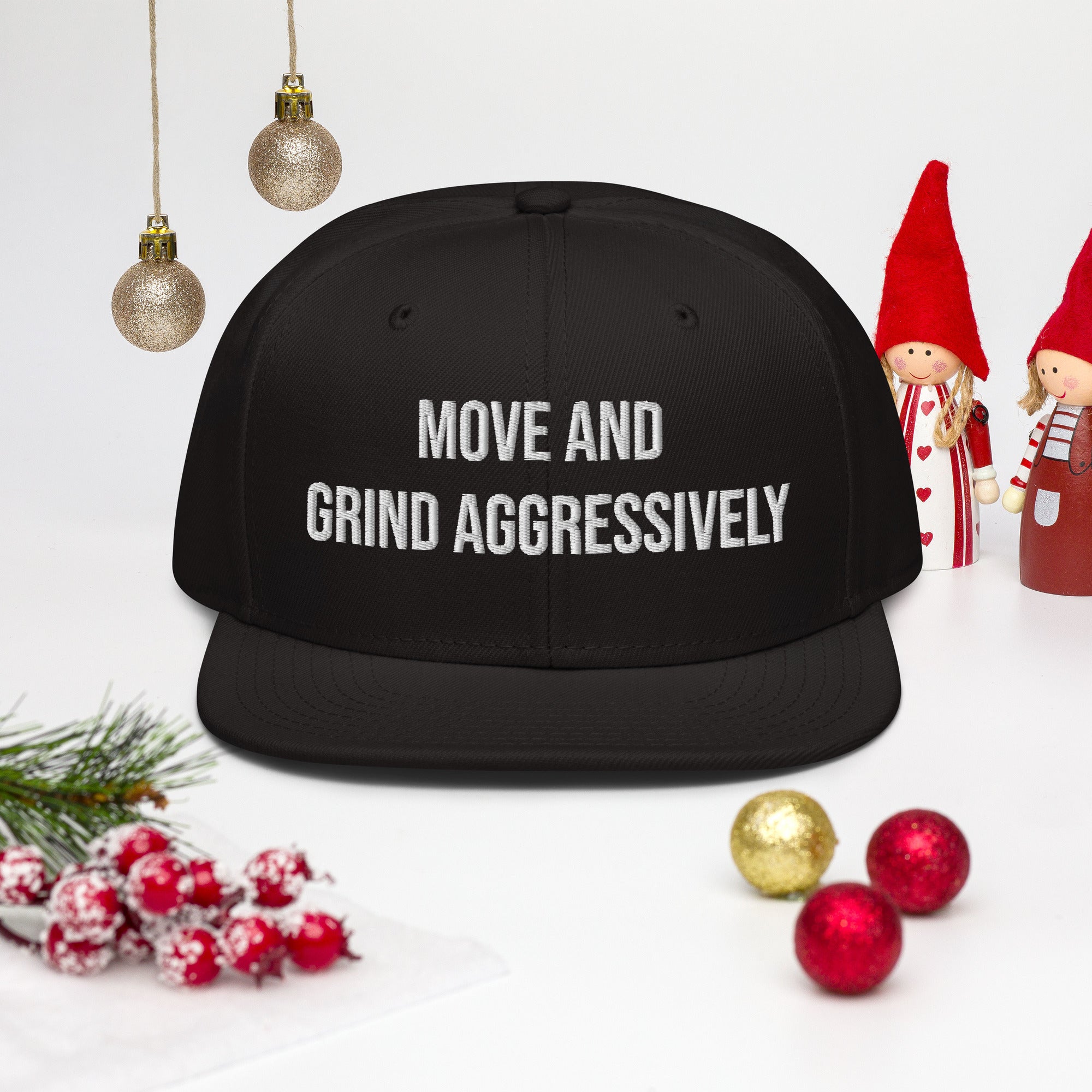 Move And Grind Aggressively MAGA Snapback Hat by Dumbbells and Hotels