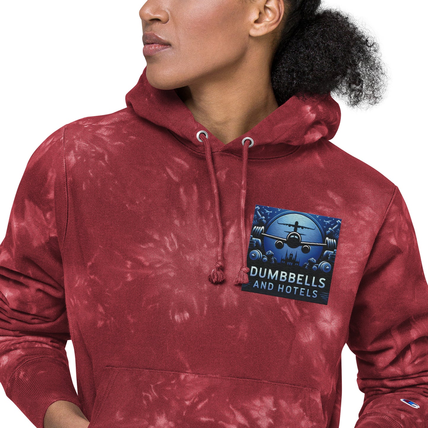 Unisex Champion Tie-Dye Hoodie by Dumbbells and Hotels