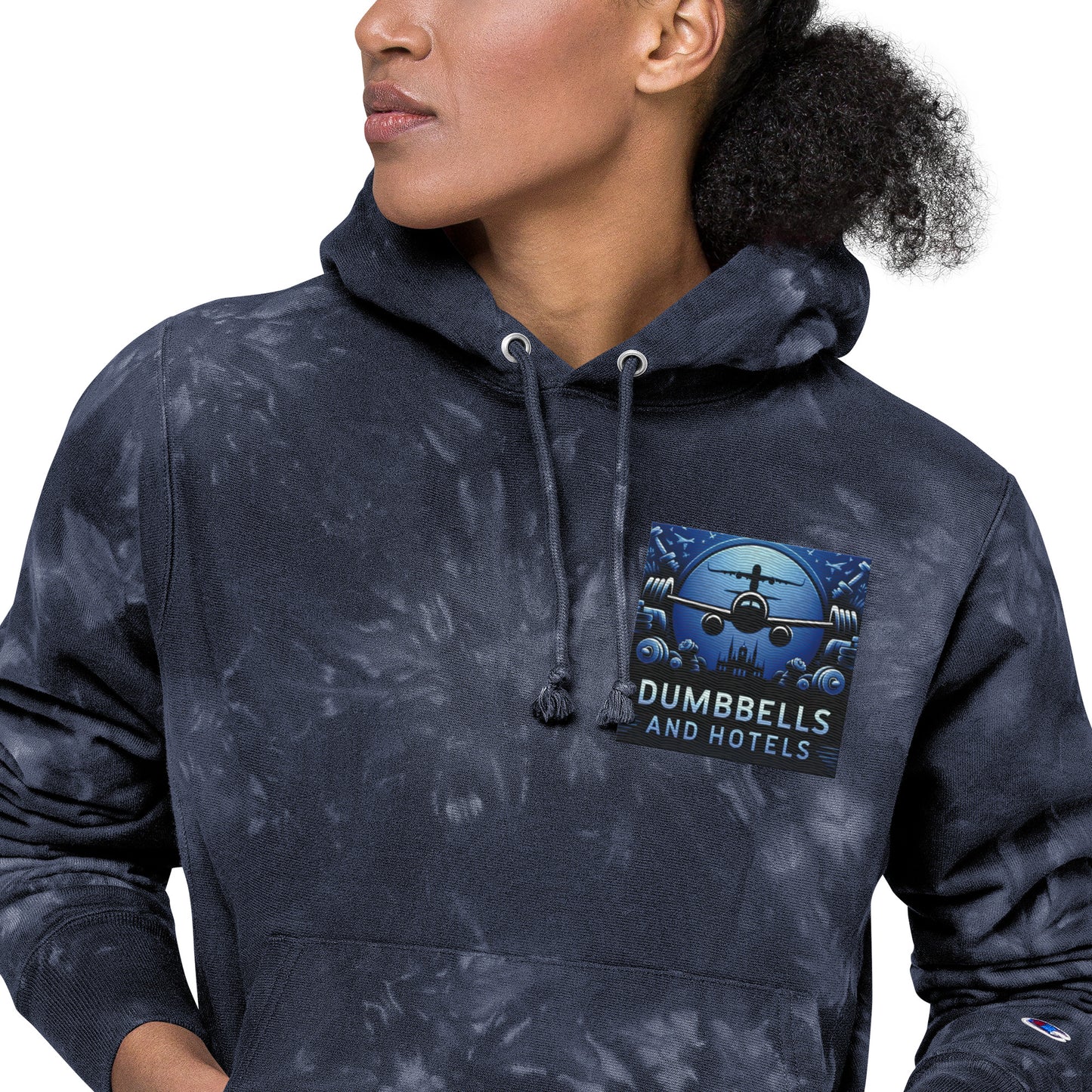 Unisex Champion Tie-Dye Hoodie by Dumbbells and Hotels