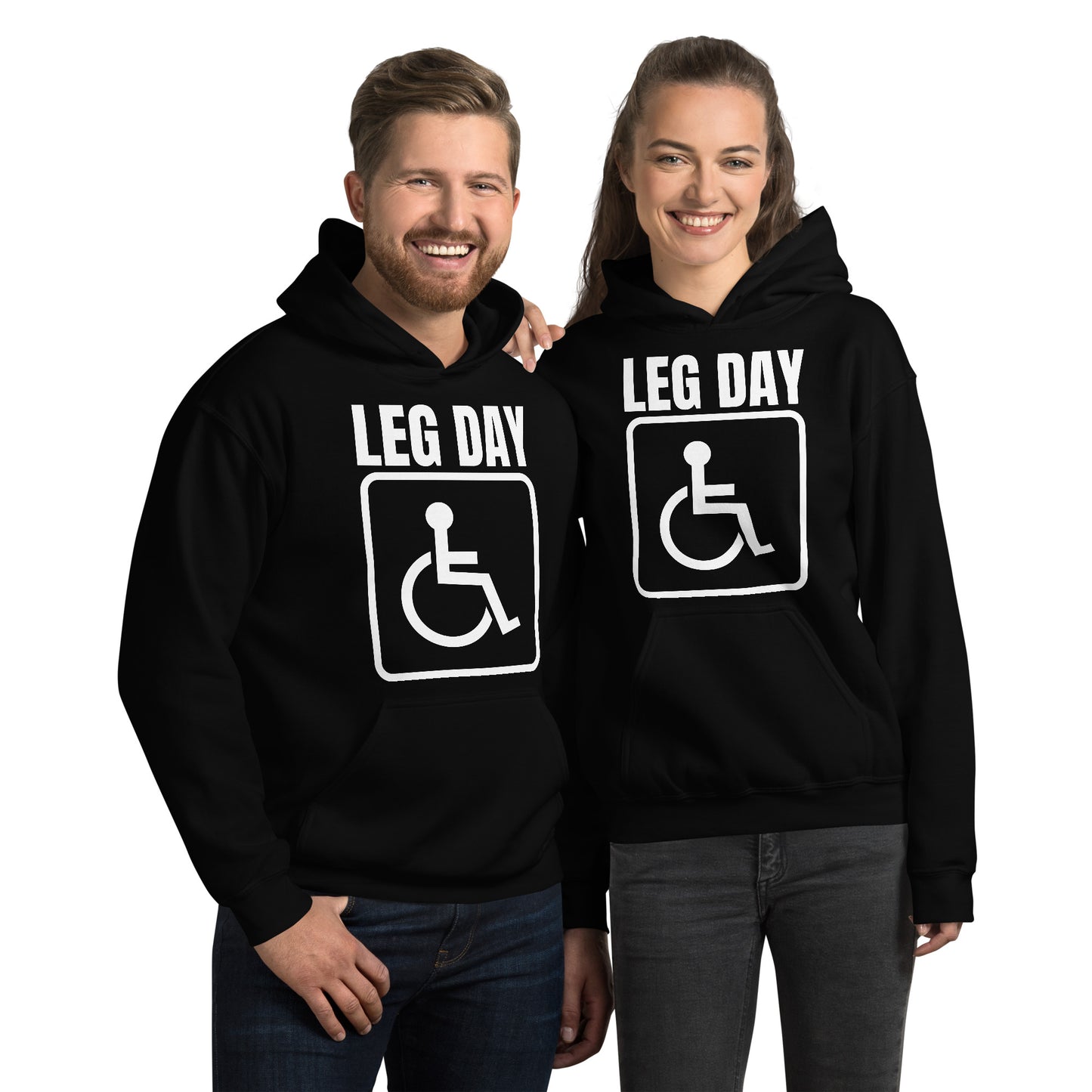 "Leg Day" Unisex Hoodie Handicap Square by Dumbbells and Hotels