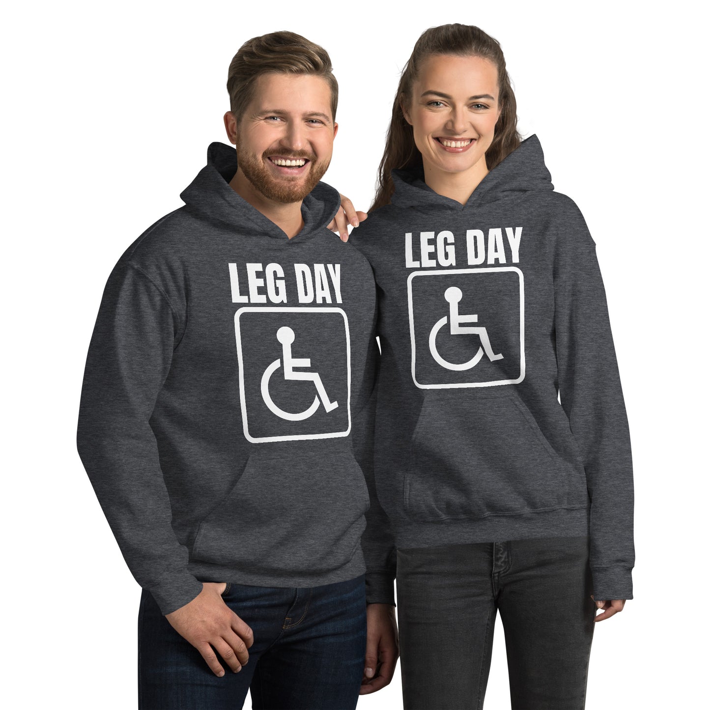 "Leg Day" Unisex Hoodie Handicap Square by Dumbbells and Hotels