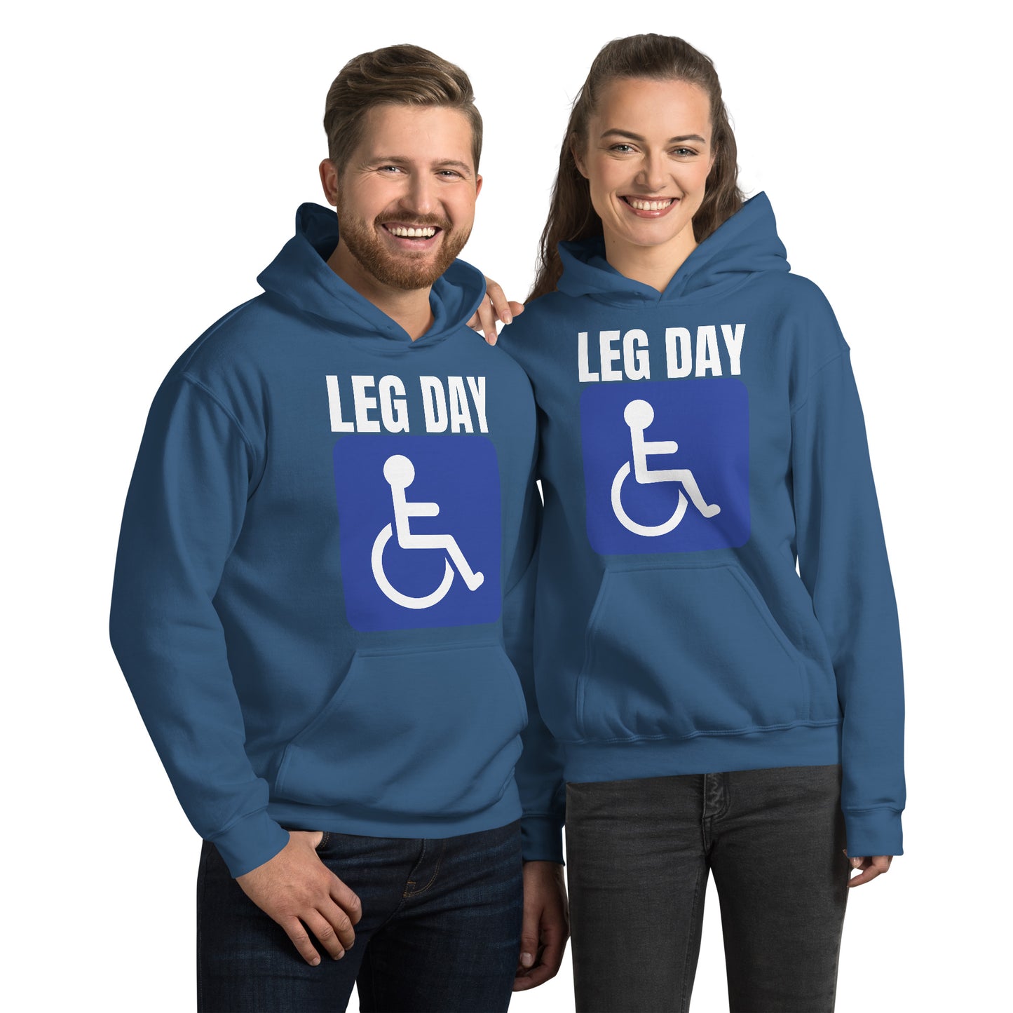 "Leg Day" Unisex Hoodie Handicap Blue by Dumbbells and Hotels