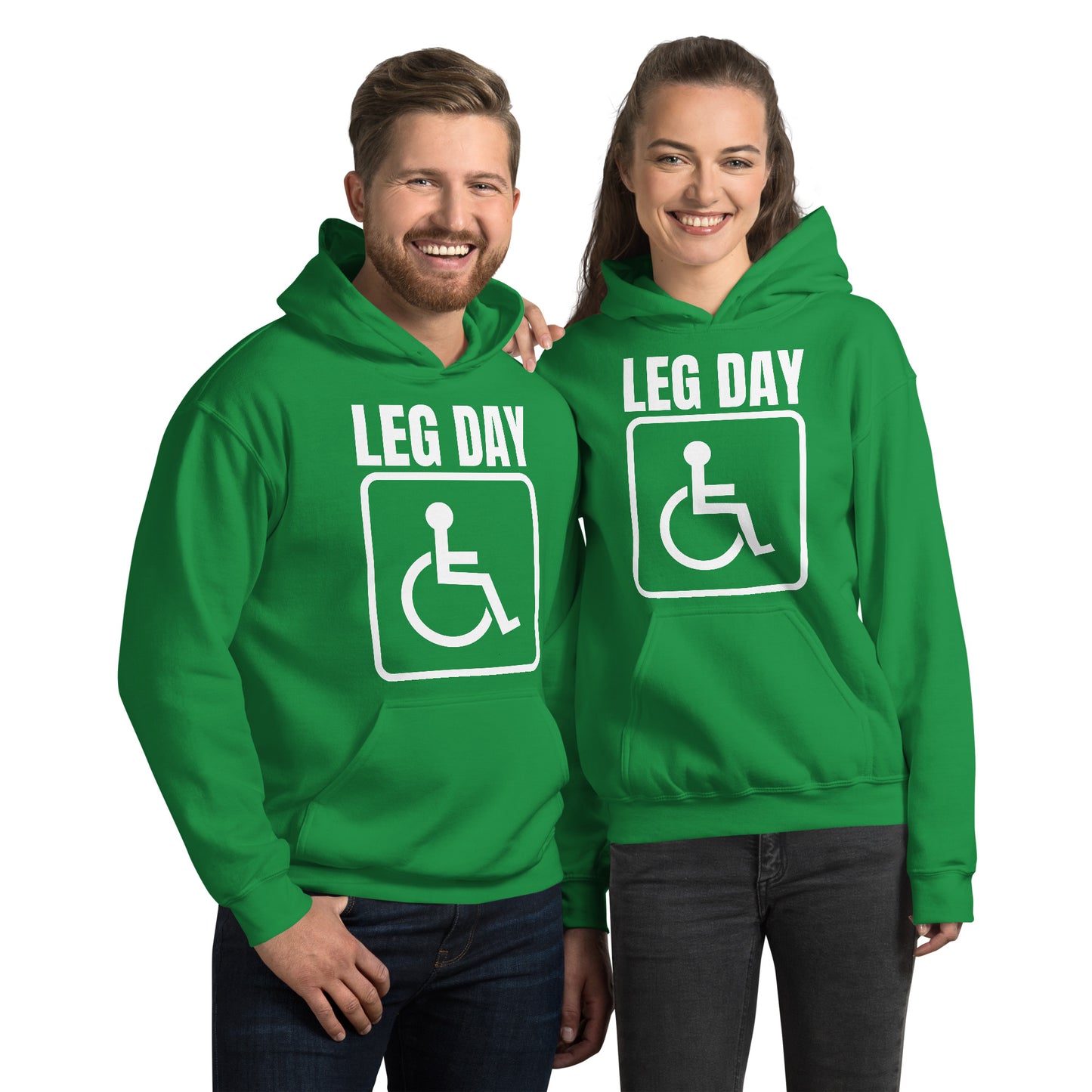 "Leg Day" Unisex Hoodie Handicap Square by Dumbbells and Hotels