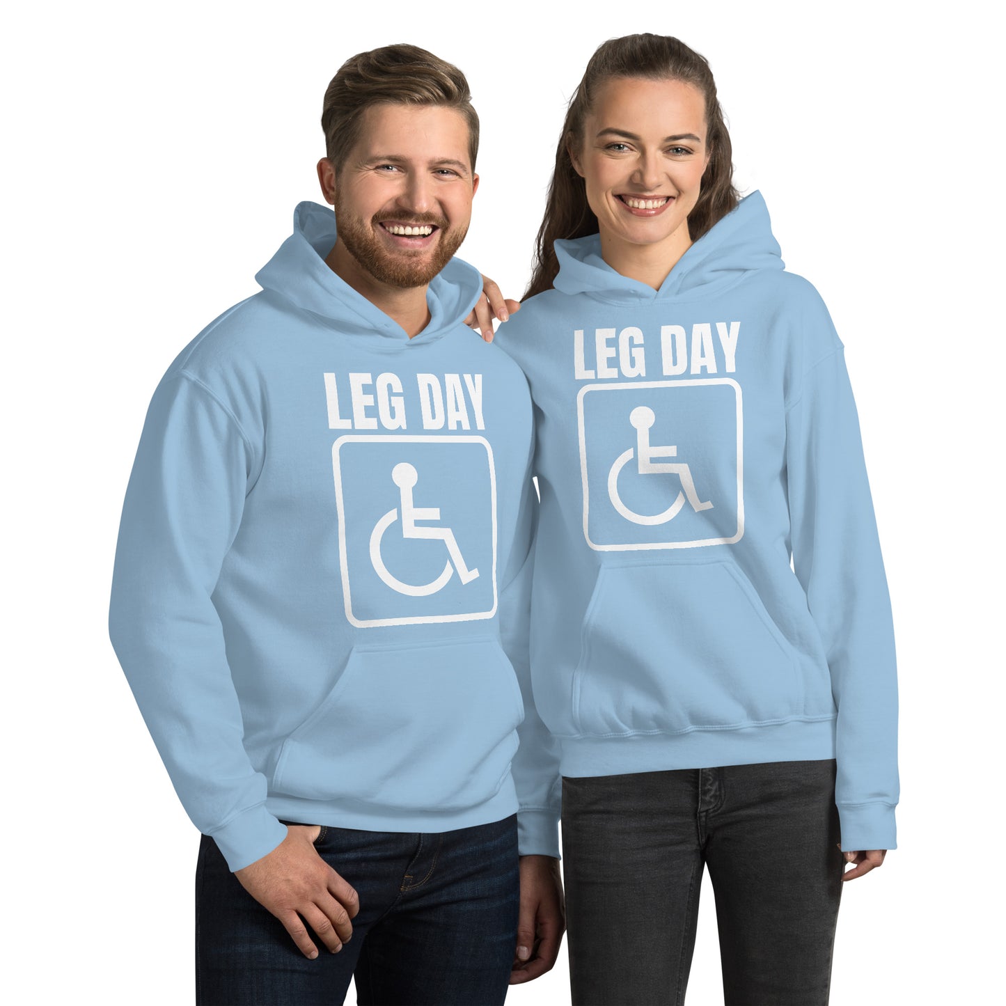 "Leg Day" Unisex Hoodie Handicap Square by Dumbbells and Hotels