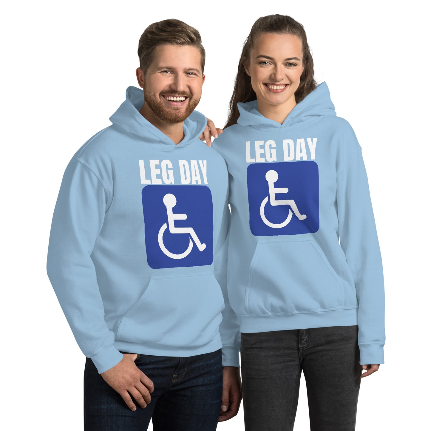 "Leg Day" Unisex Hoodie Handicap Blue by Dumbbells and Hotels