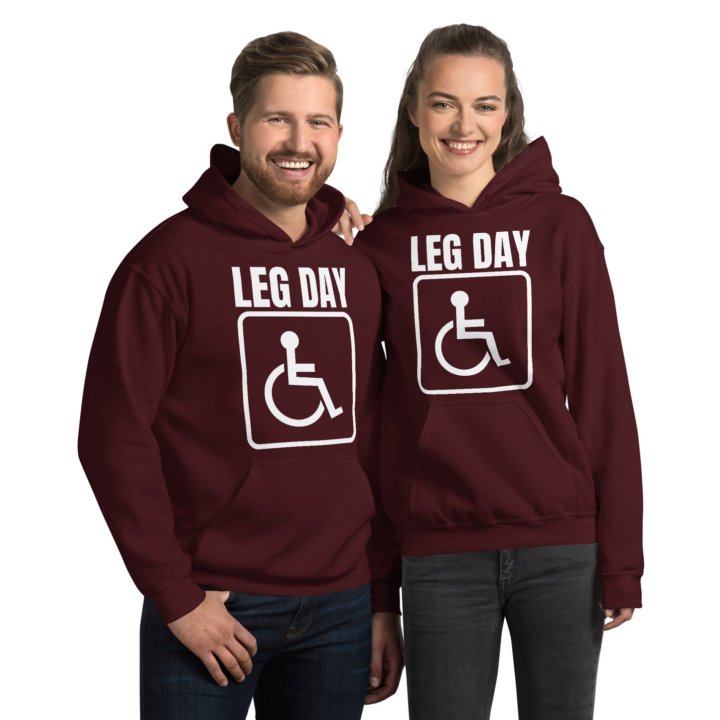 "Leg Day" Unisex Hoodie Handicap Square by Dumbbells and Hotels