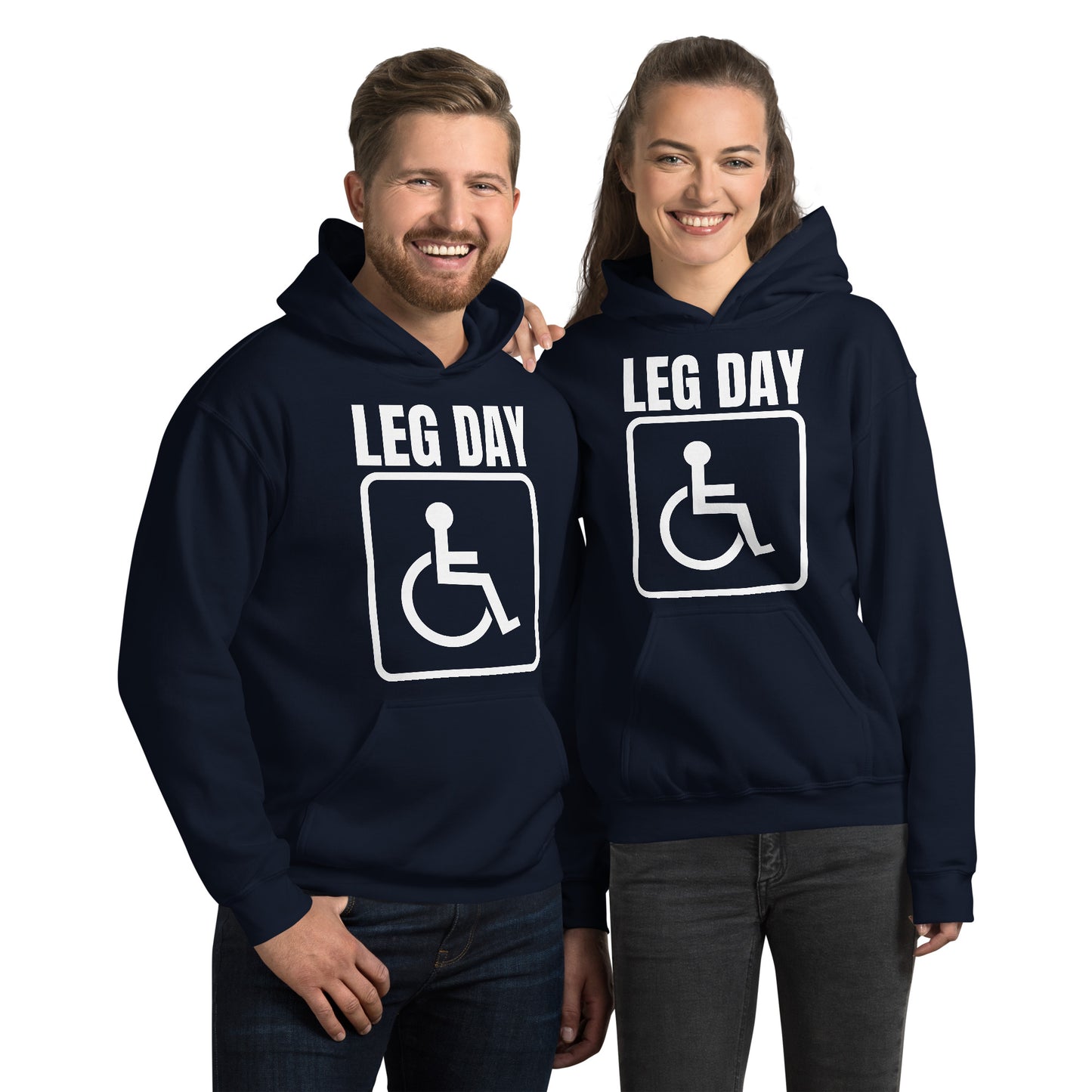 "Leg Day" Unisex Hoodie Handicap Square by Dumbbells and Hotels