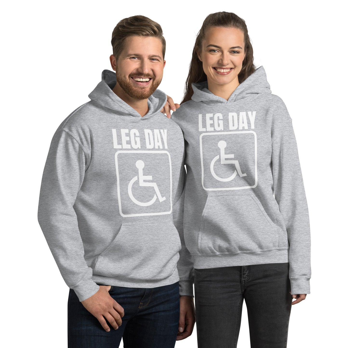 "Leg Day" Unisex Hoodie Handicap Square by Dumbbells and Hotels