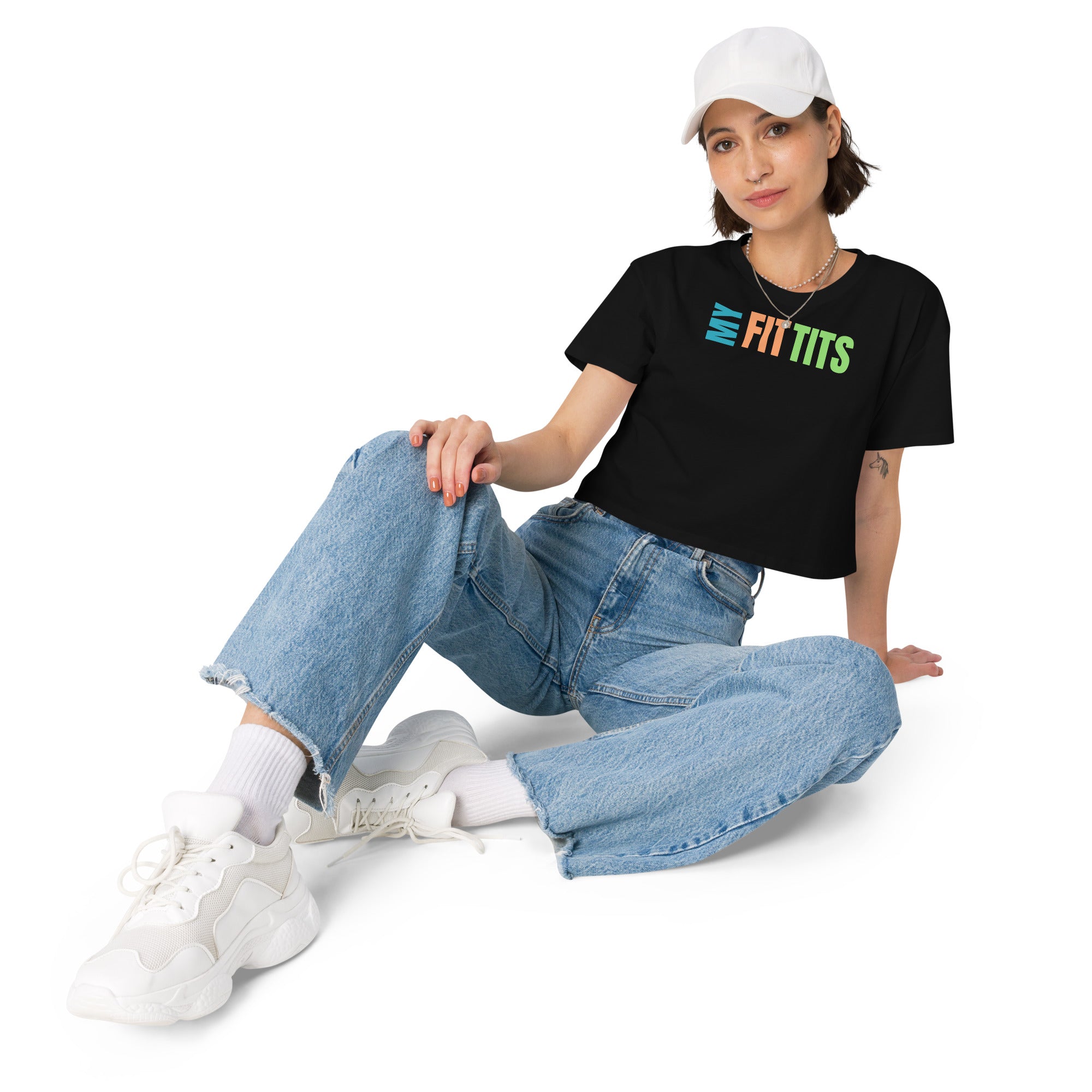 "My Fit Tits" Women’s crop top by Dumbbells and Hotels