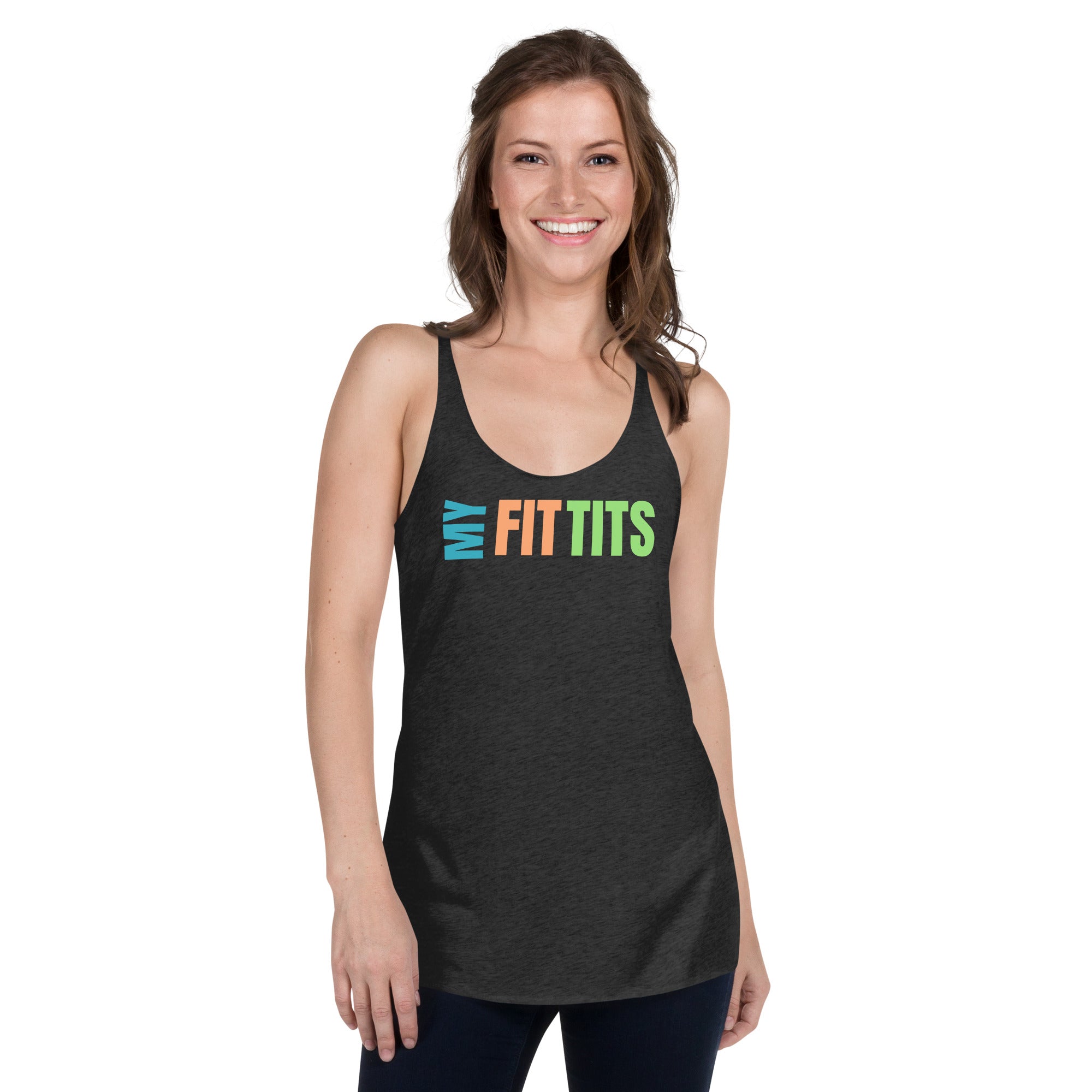 "My Fit Tits" Women's Racerback Tank by Dumbbells and Hotels